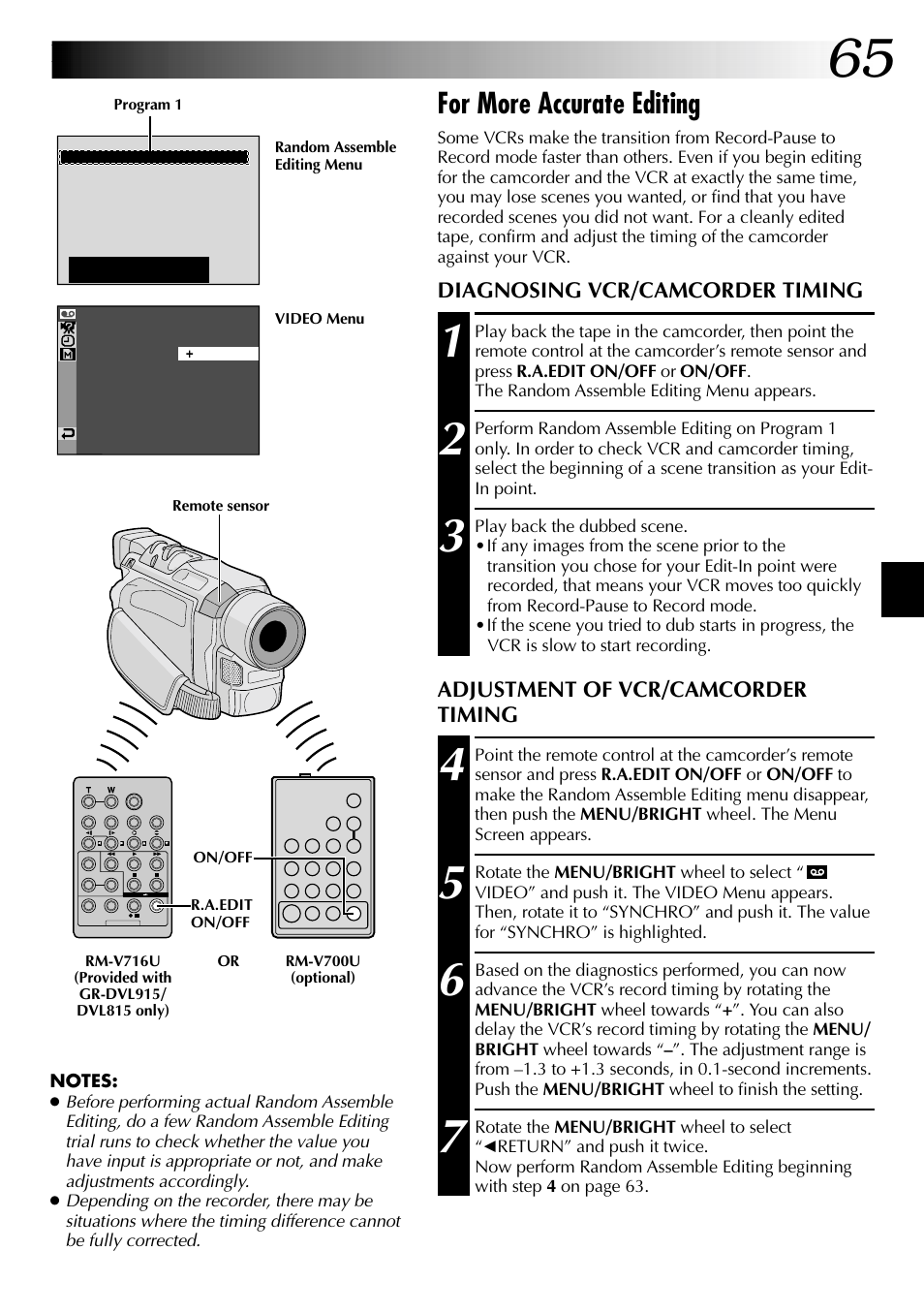 For more accurate editing | JVC GR-DVL915 User Manual | Page 65 / 92