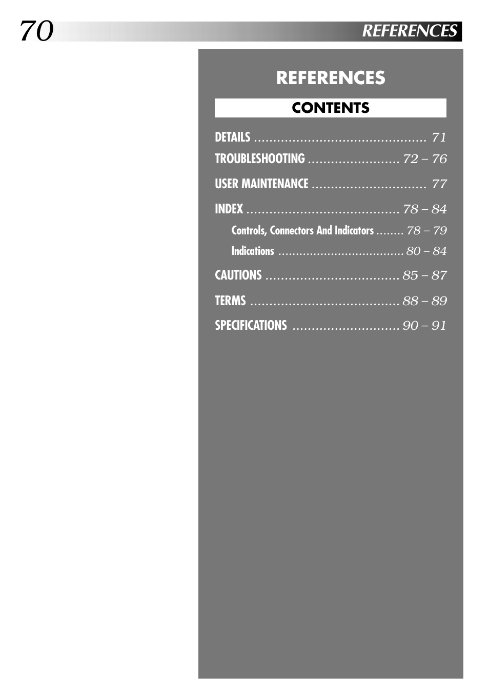 References | JVC GR-DVL915 User Manual | Page 70 / 92