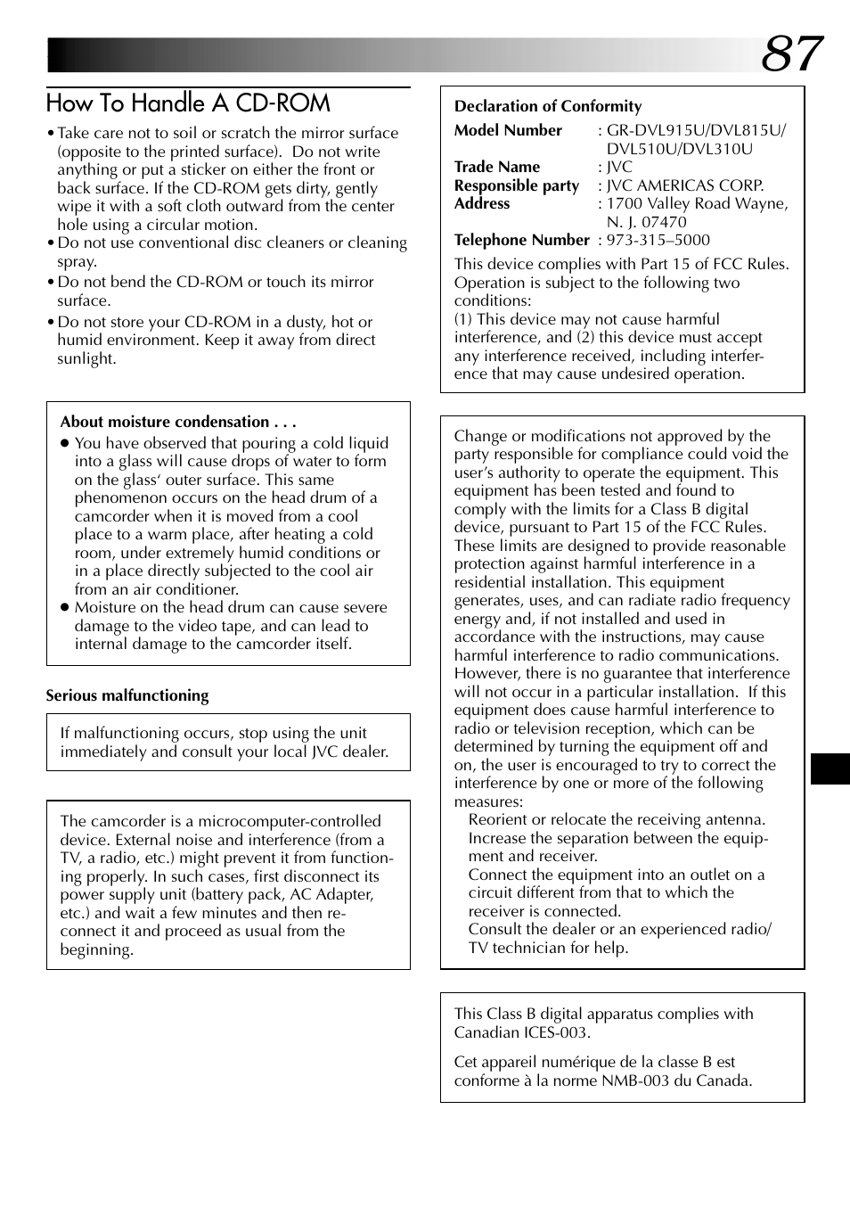 How to handle a cd-rom | JVC GR-DVL915 User Manual | Page 87 / 92