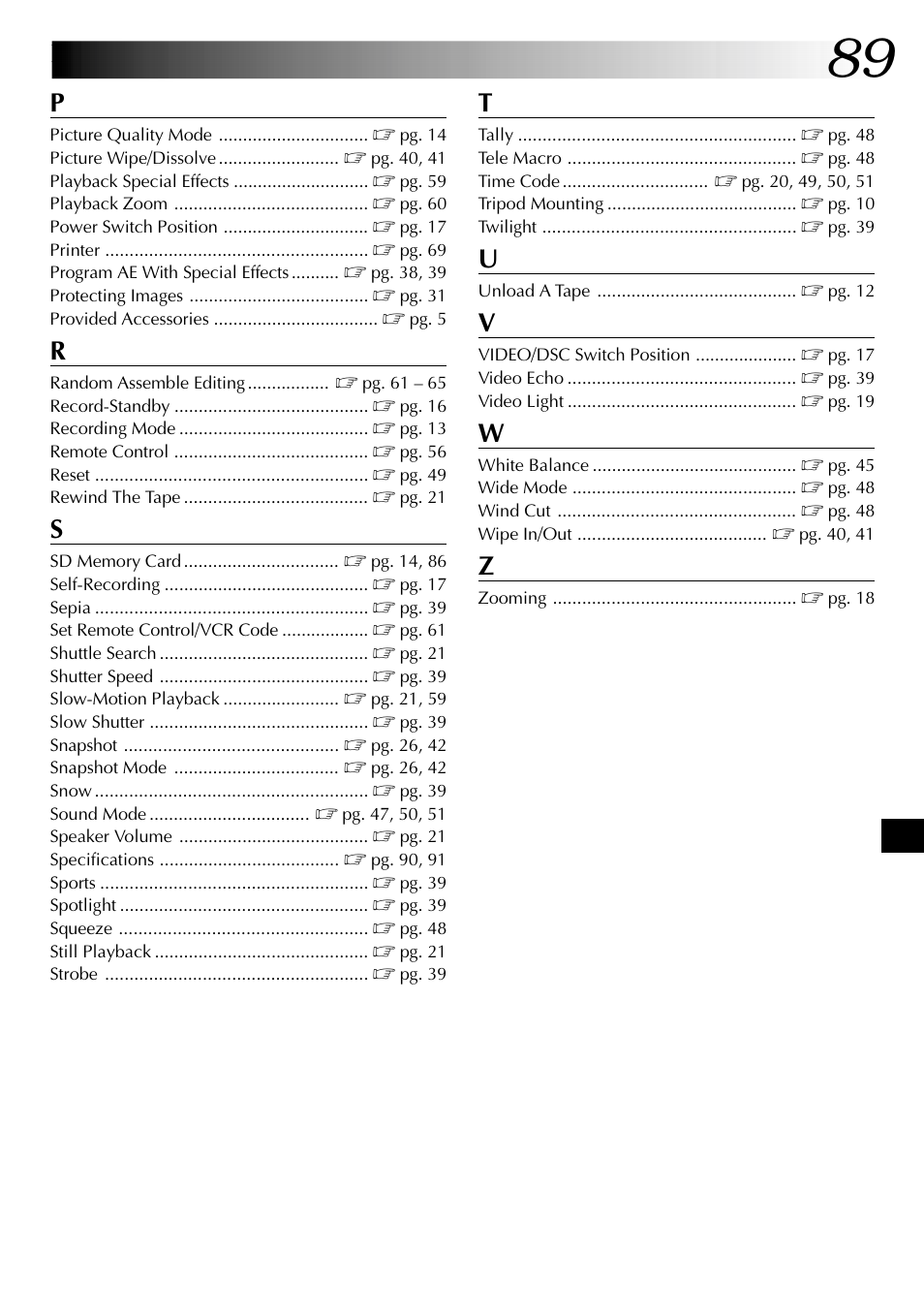 JVC GR-DVL915 User Manual | Page 89 / 92