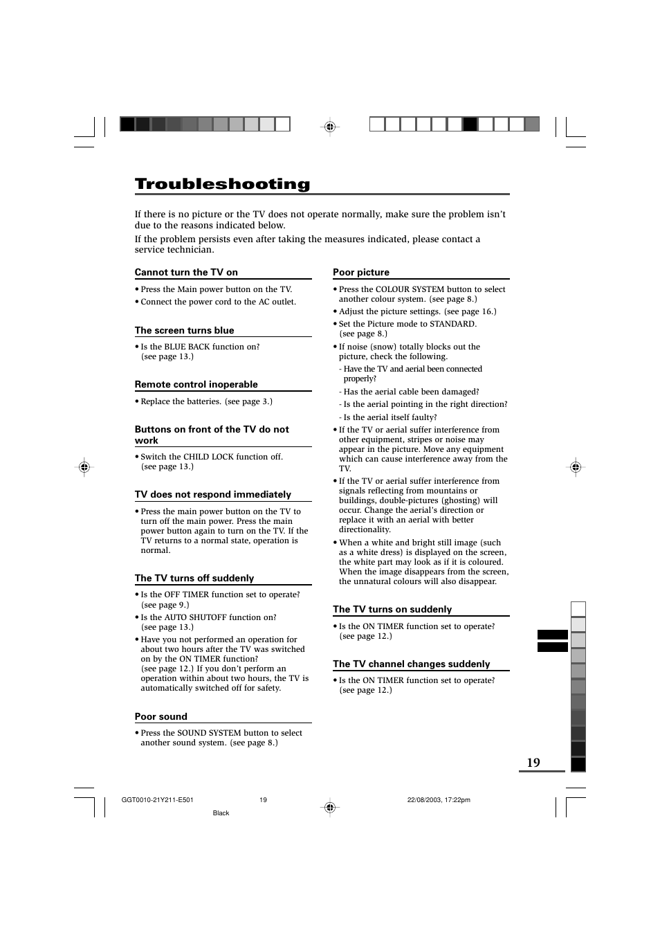 Troubleshooting | JVC AV-16N211 User Manual | Page 19 / 20