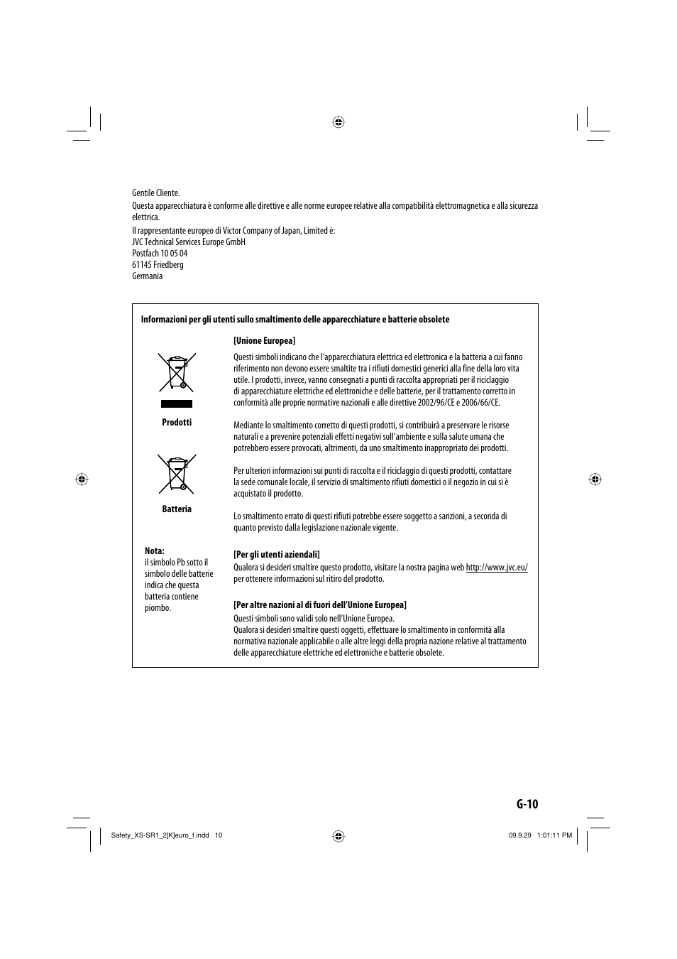 G-10 | JVC XS-SR2 User Manual | Page 11 / 72
