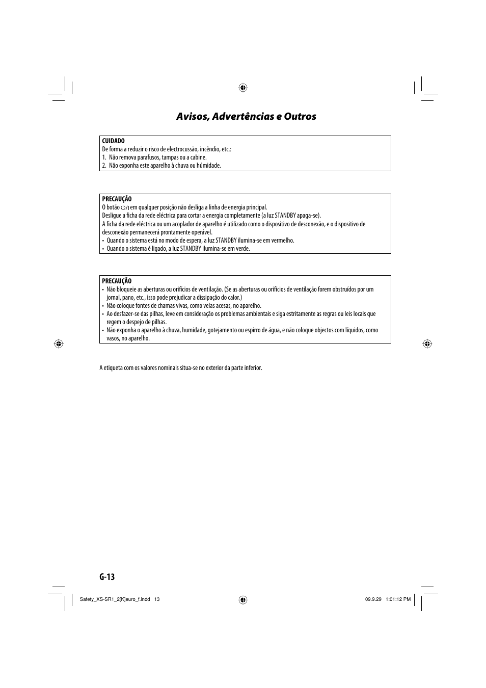 Avisos, advertências e outros, G-13 | JVC XS-SR2 User Manual | Page 14 / 72