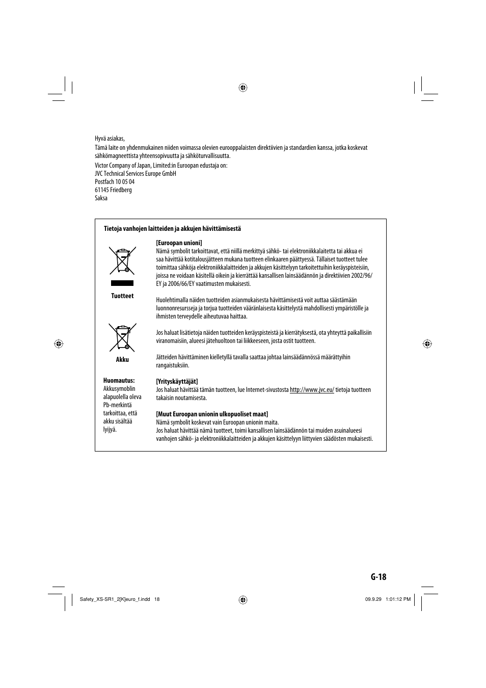 G-18 | JVC XS-SR2 User Manual | Page 19 / 72