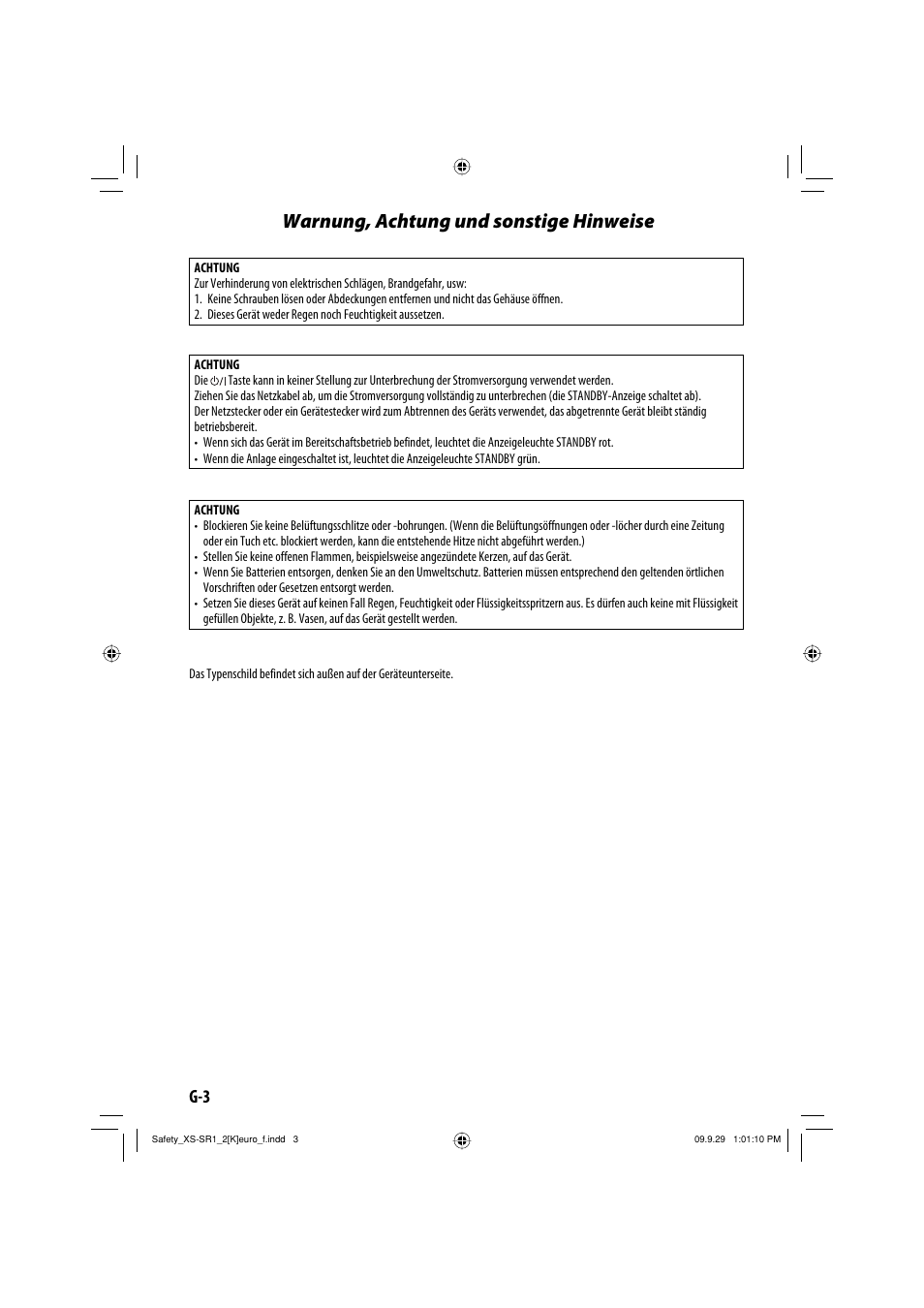 Warnung, achtung und sonstige hinweise | JVC XS-SR2 User Manual | Page 4 / 72