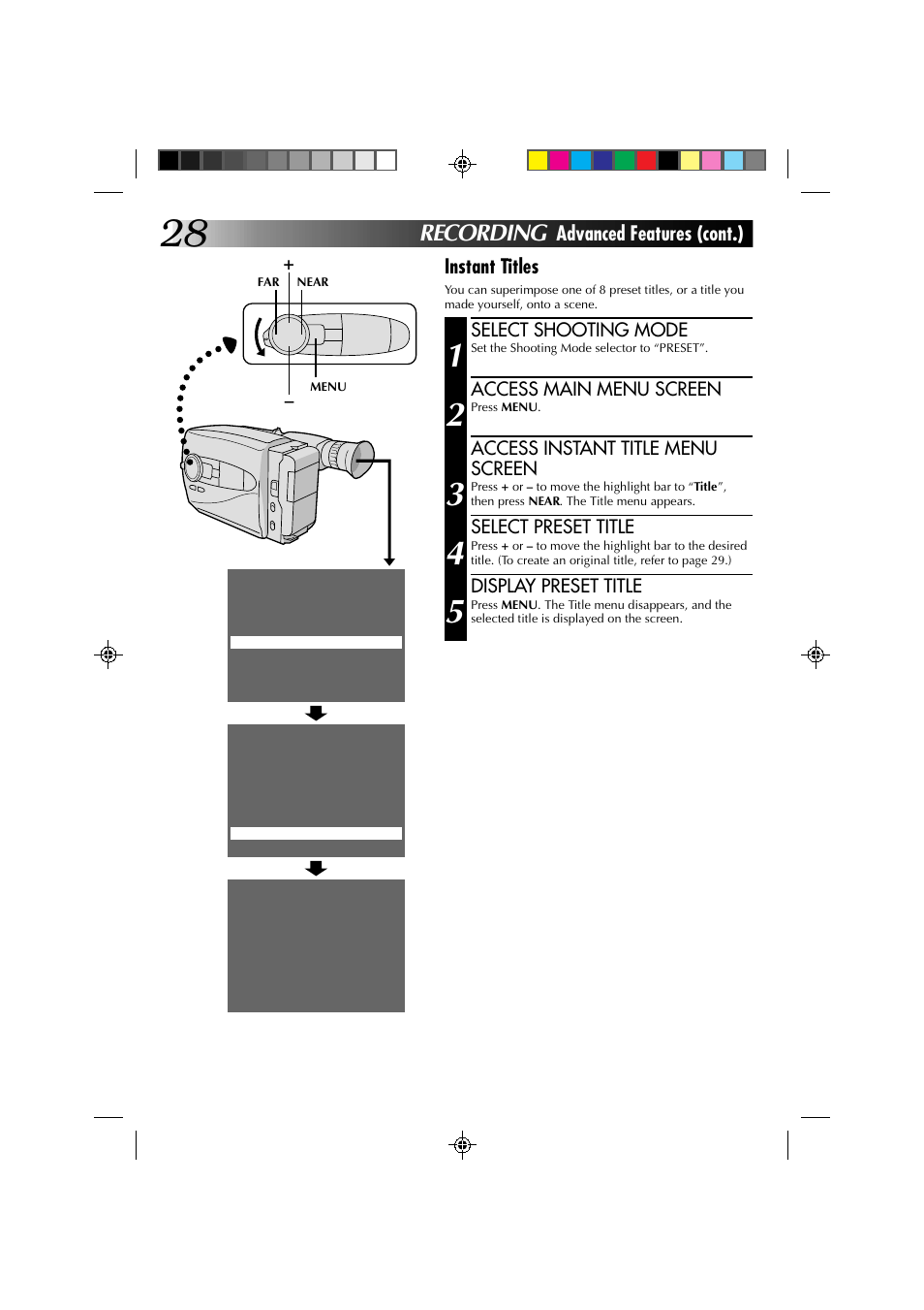Recording | JVC YU30052-572 User Manual | Page 28 / 50