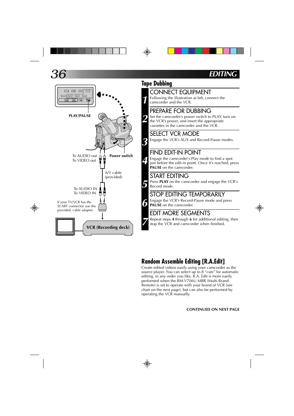 Editing | JVC YU30052-572 User Manual | Page 36 / 50