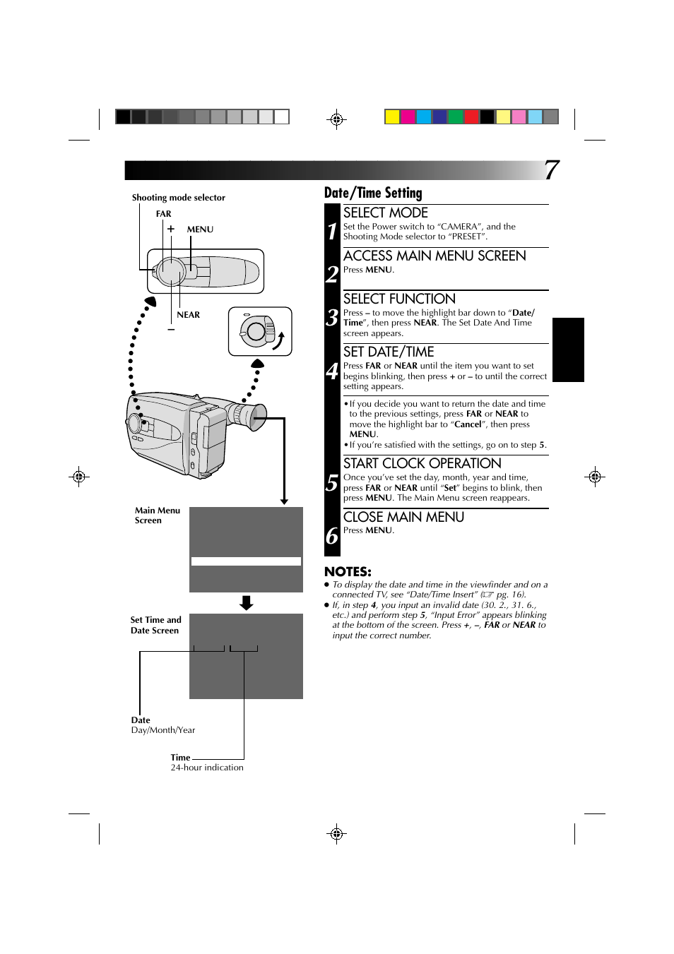 Date/time setting | JVC YU30052-572 User Manual | Page 7 / 50