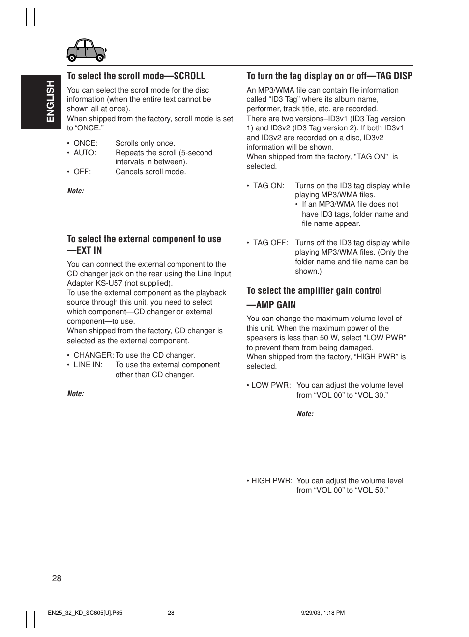 English to turn the tag display on or off—tag disp | JVC GET0188-001A User Manual | Page 28 / 47