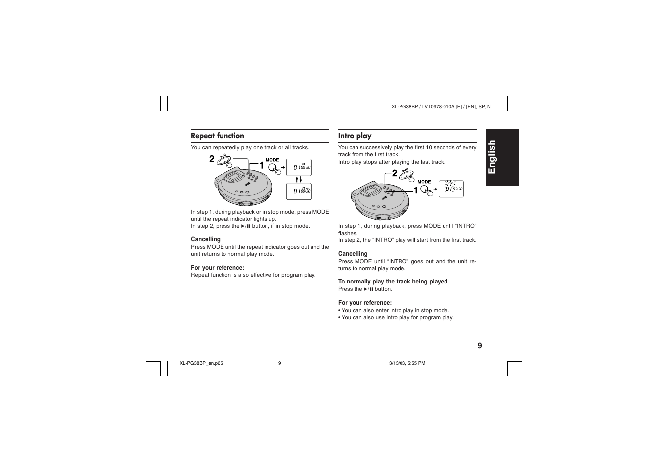 English español nederlands | JVC XL-PG38BP User Manual | Page 13 / 21
