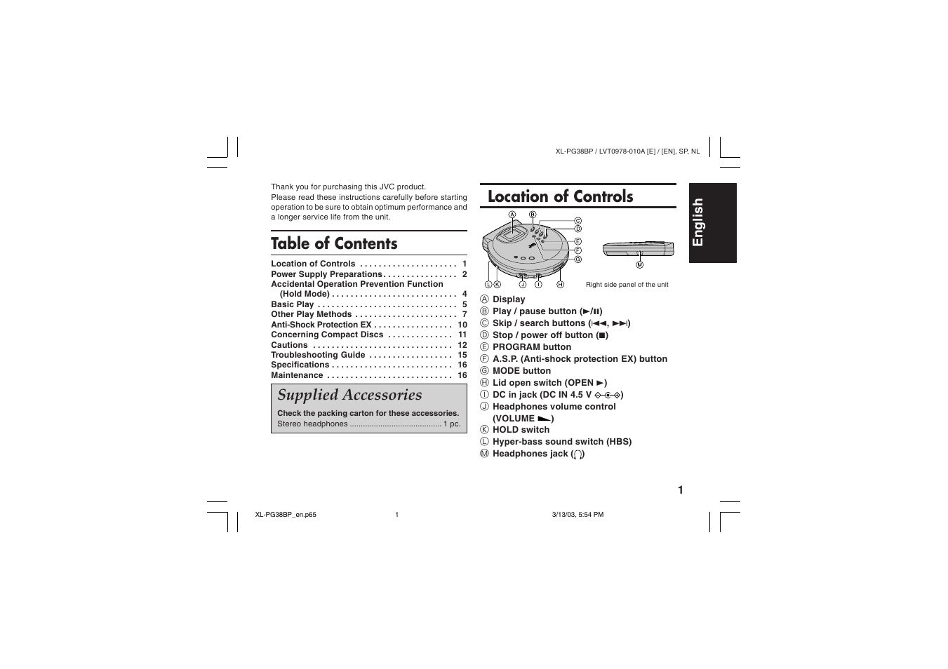 JVC XL-PG38BP User Manual | Page 5 / 21