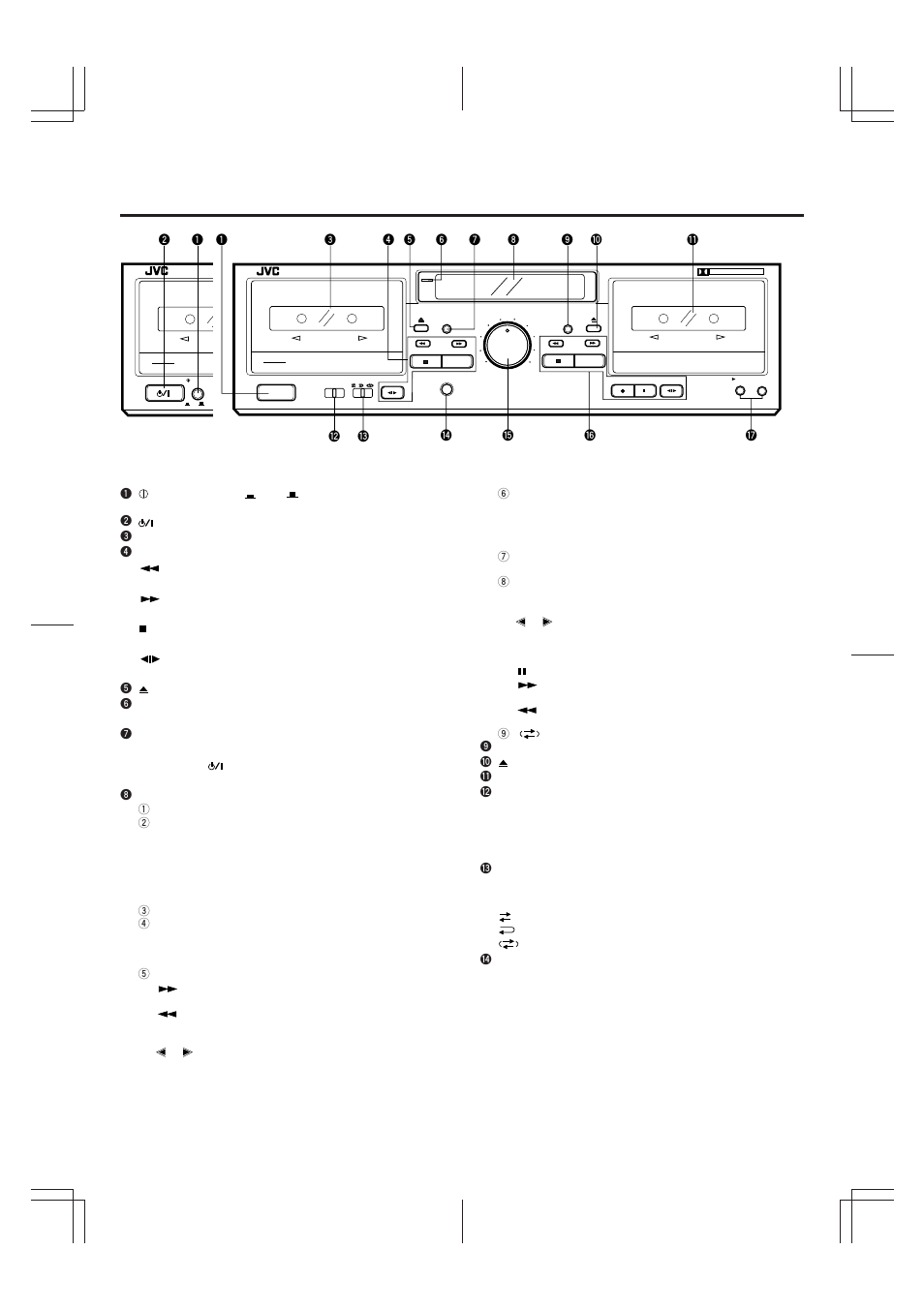 Names of parts and their functions | JVC TD-W254 User Manual | Page 6 / 12