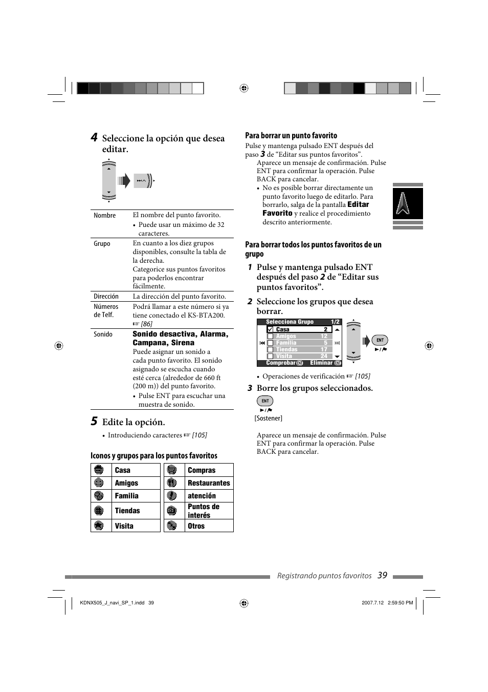 Seleccione la opción que desea editar, Edite la opción | JVC KD-NXD505J User Manual | Page 157 / 357