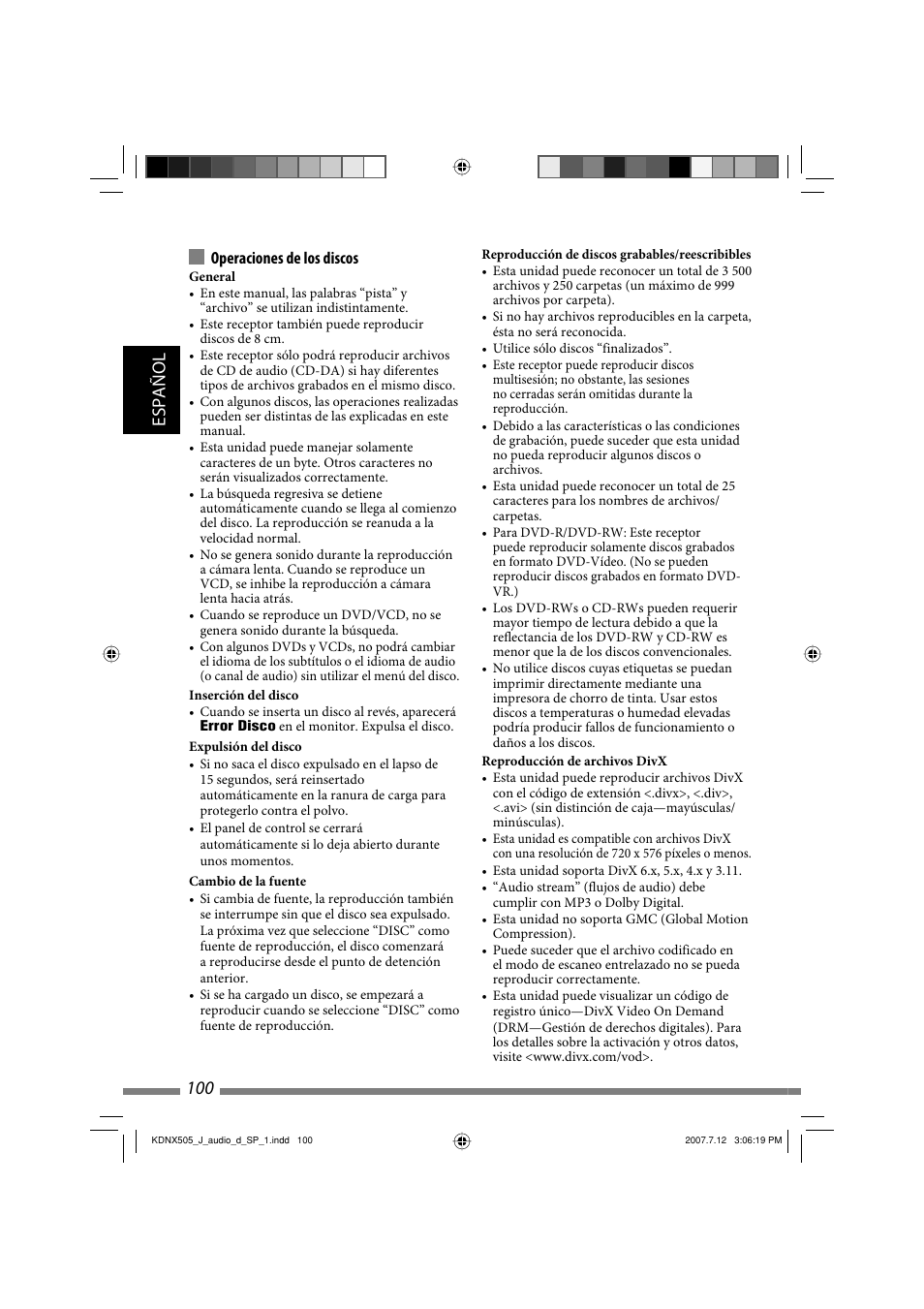 Español 100 | JVC KD-NXD505J User Manual | Page 218 / 357