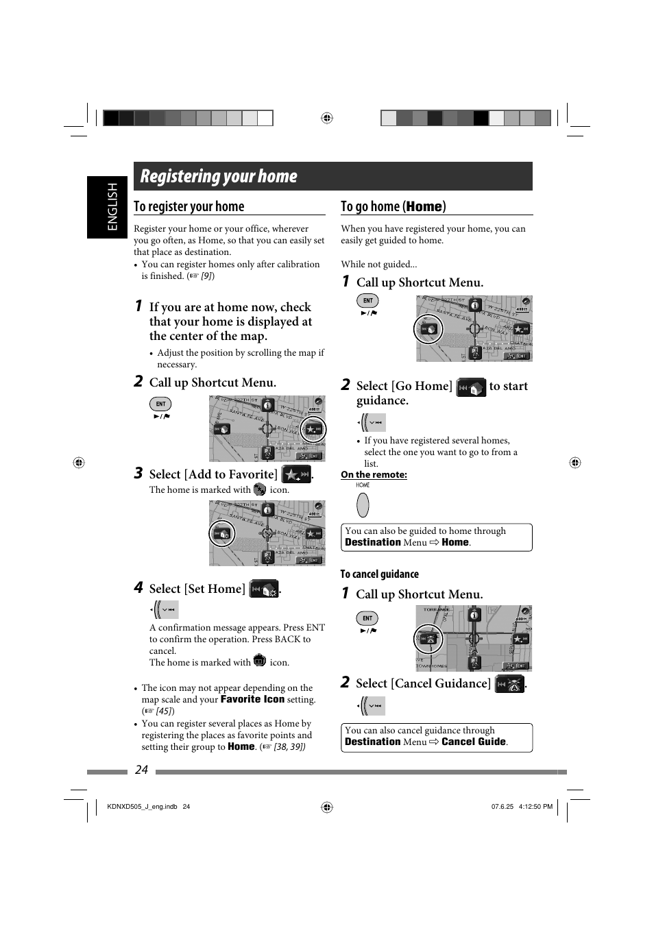 Registering your home | JVC KD-NXD505J User Manual | Page 24 / 357