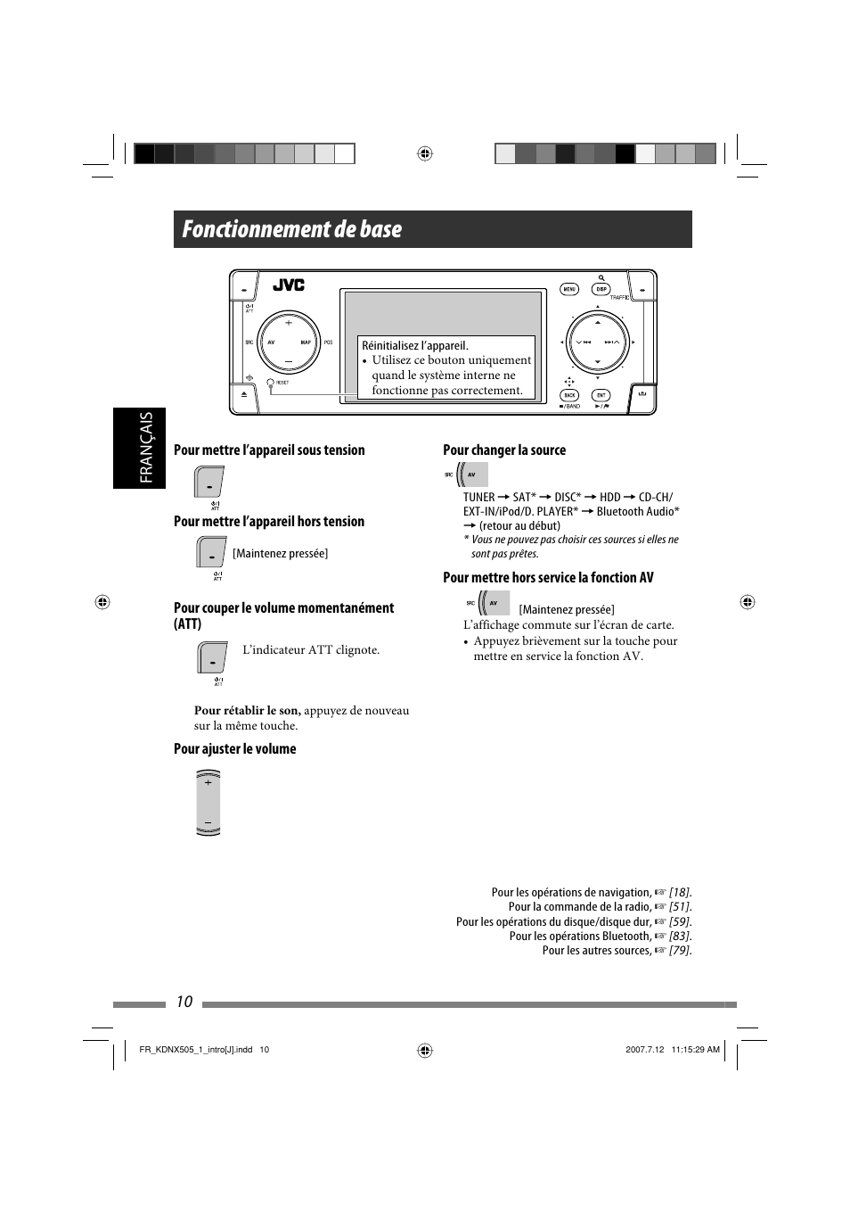 Fonctionnement de base, 10 français | JVC KD-NXD505J User Manual | Page 246 / 357