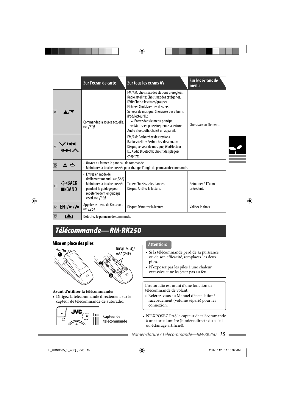 Télécommande—rm-rk250, Back 7 /band | JVC KD-NXD505J User Manual | Page 251 / 357