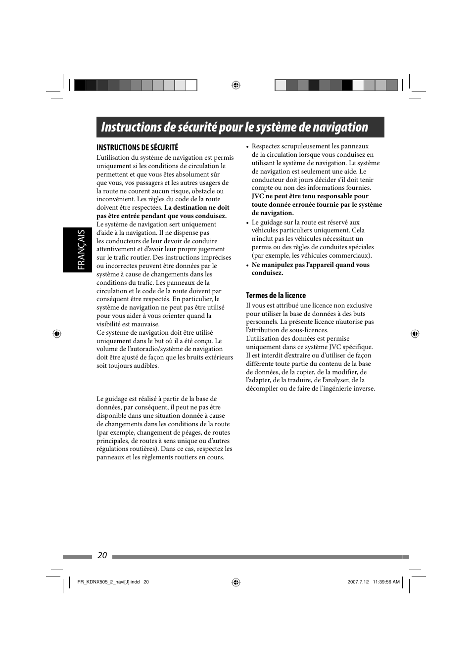 20 français | JVC KD-NXD505J User Manual | Page 256 / 357
