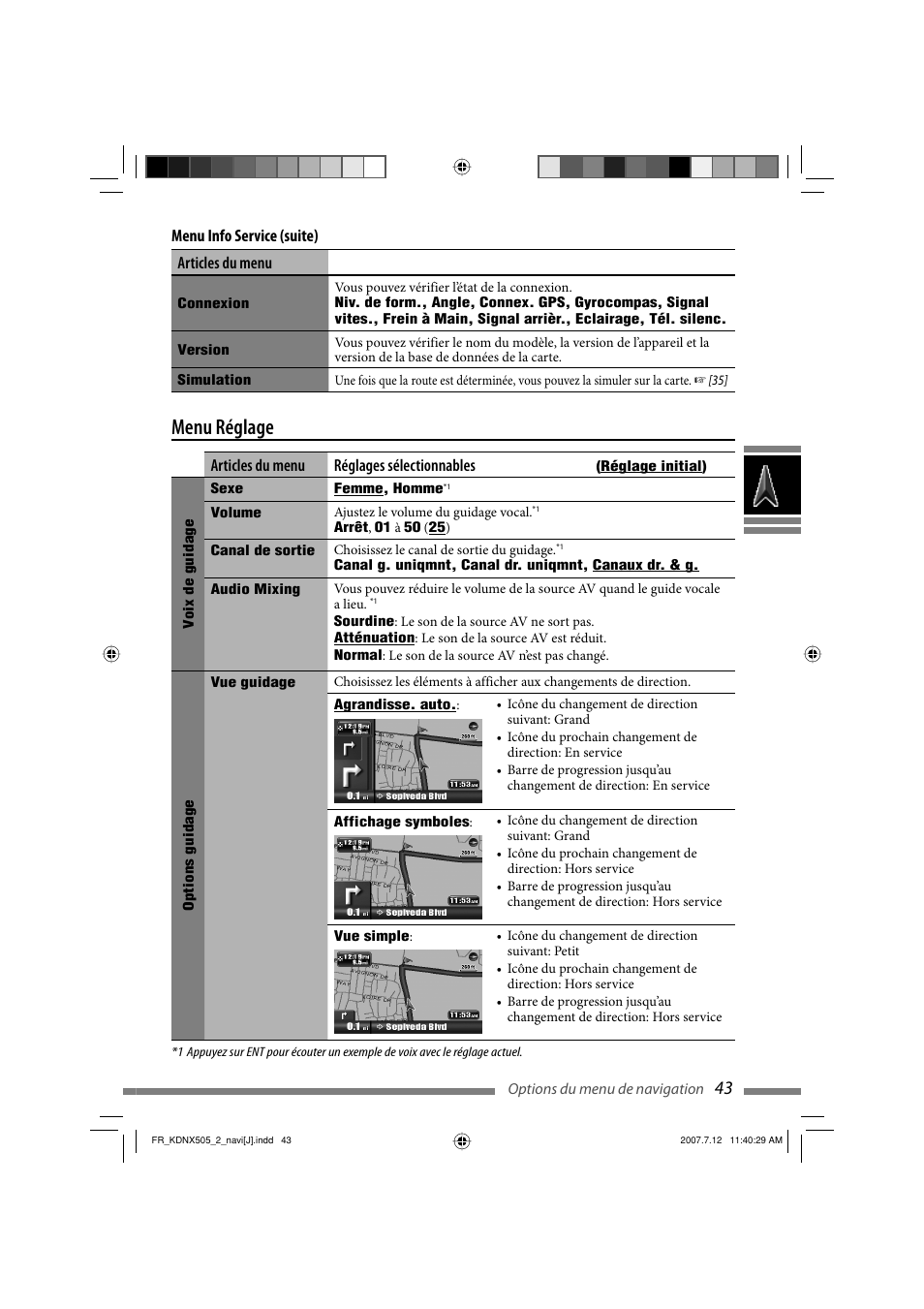 Menu réglage | JVC KD-NXD505J User Manual | Page 279 / 357