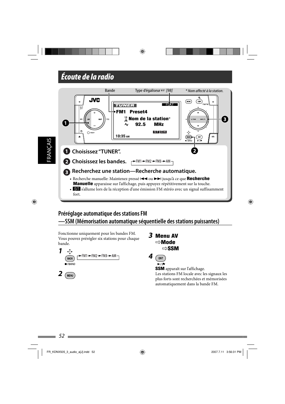 Écoute de la radio | JVC KD-NXD505J User Manual | Page 288 / 357