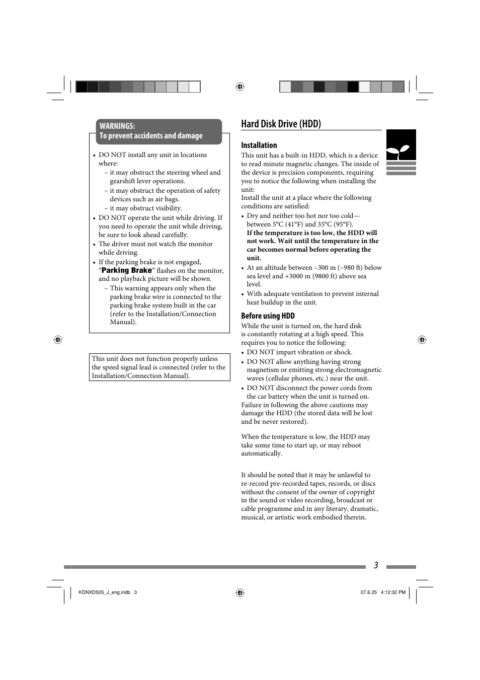 Hard disk drive (hdd) | JVC KD-NXD505J User Manual | Page 3 / 357