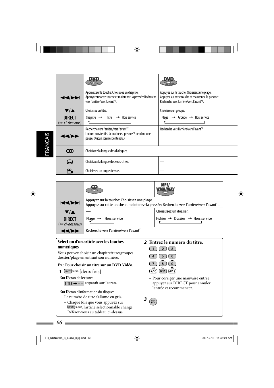 Français 66, Direct | JVC KD-NXD505J User Manual | Page 302 / 357