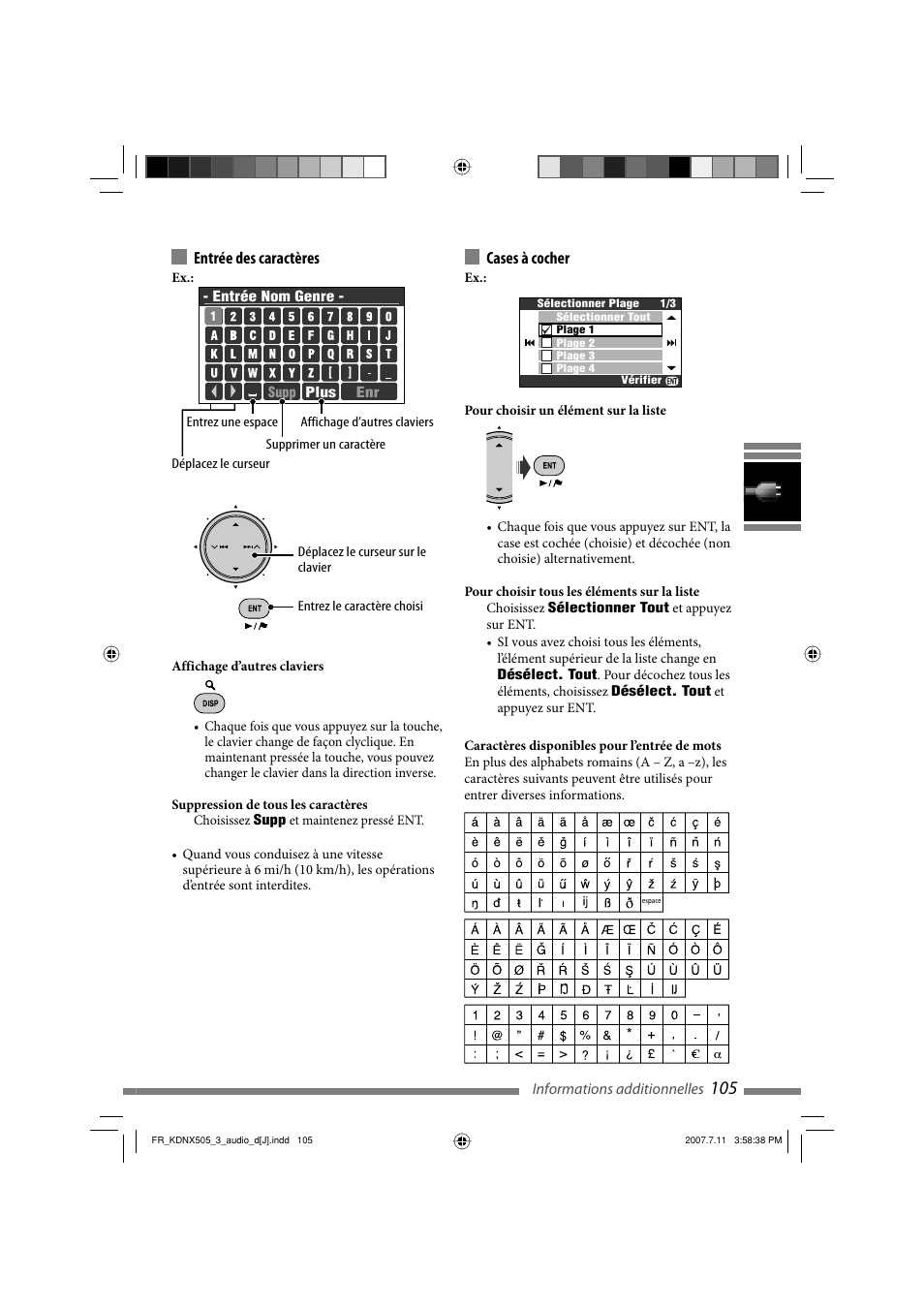 Entrée des caractères, Cases à cocher | JVC KD-NXD505J User Manual | Page 341 / 357