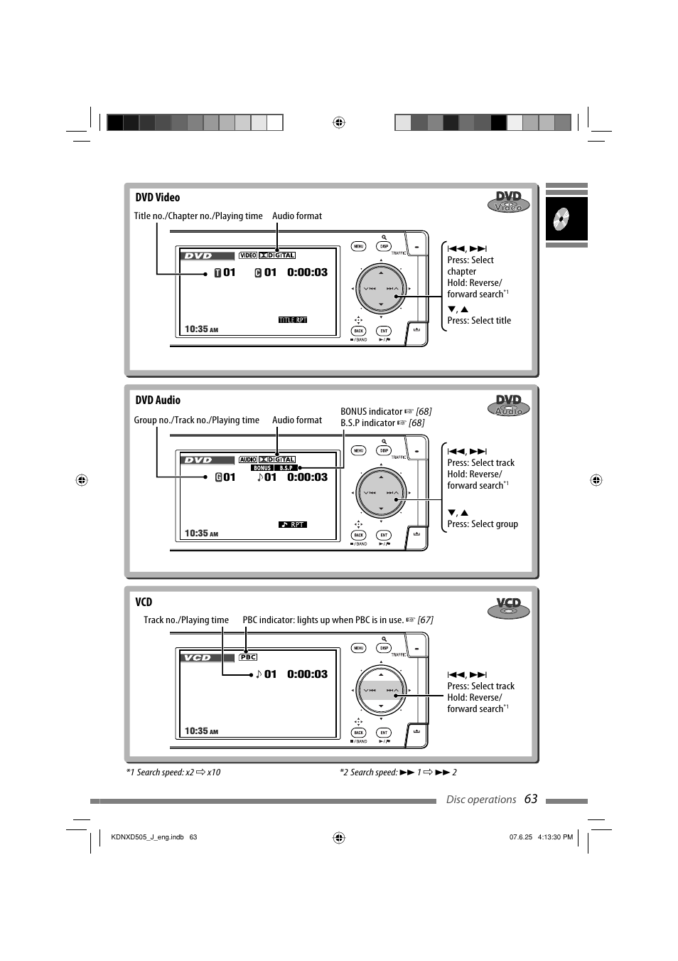 Dvd audio vcd dvd video | JVC KD-NXD505J User Manual | Page 63 / 357