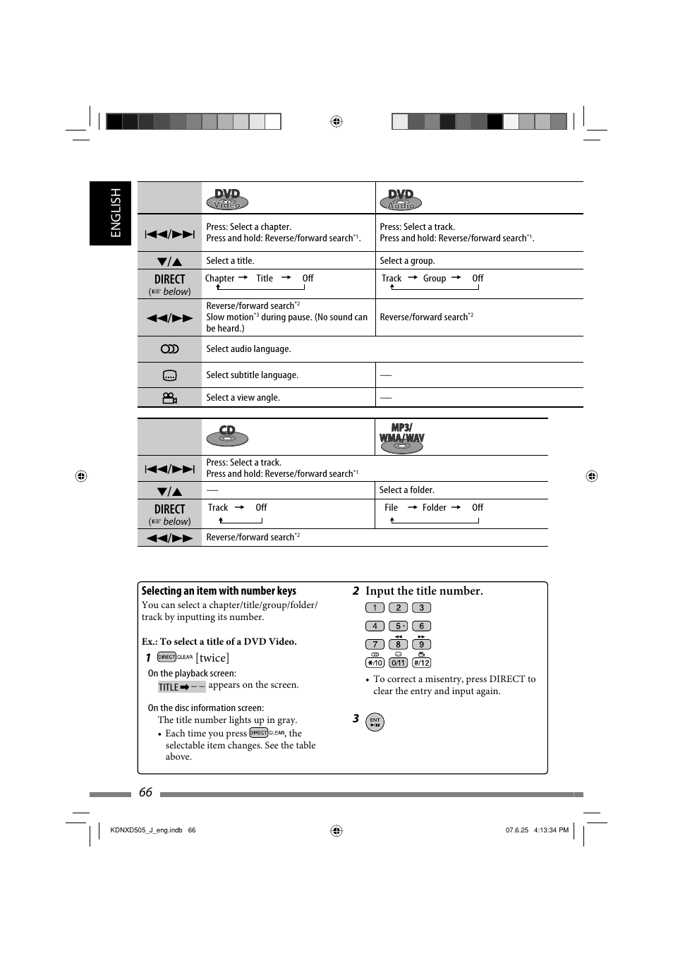 English 66, Direct | JVC KD-NXD505J User Manual | Page 66 / 357