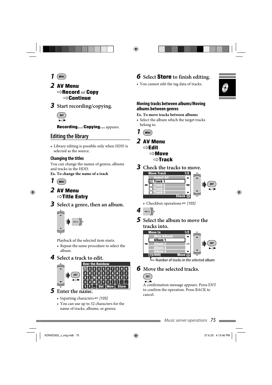 Editing the library | JVC KD-NXD505J User Manual | Page 75 / 357