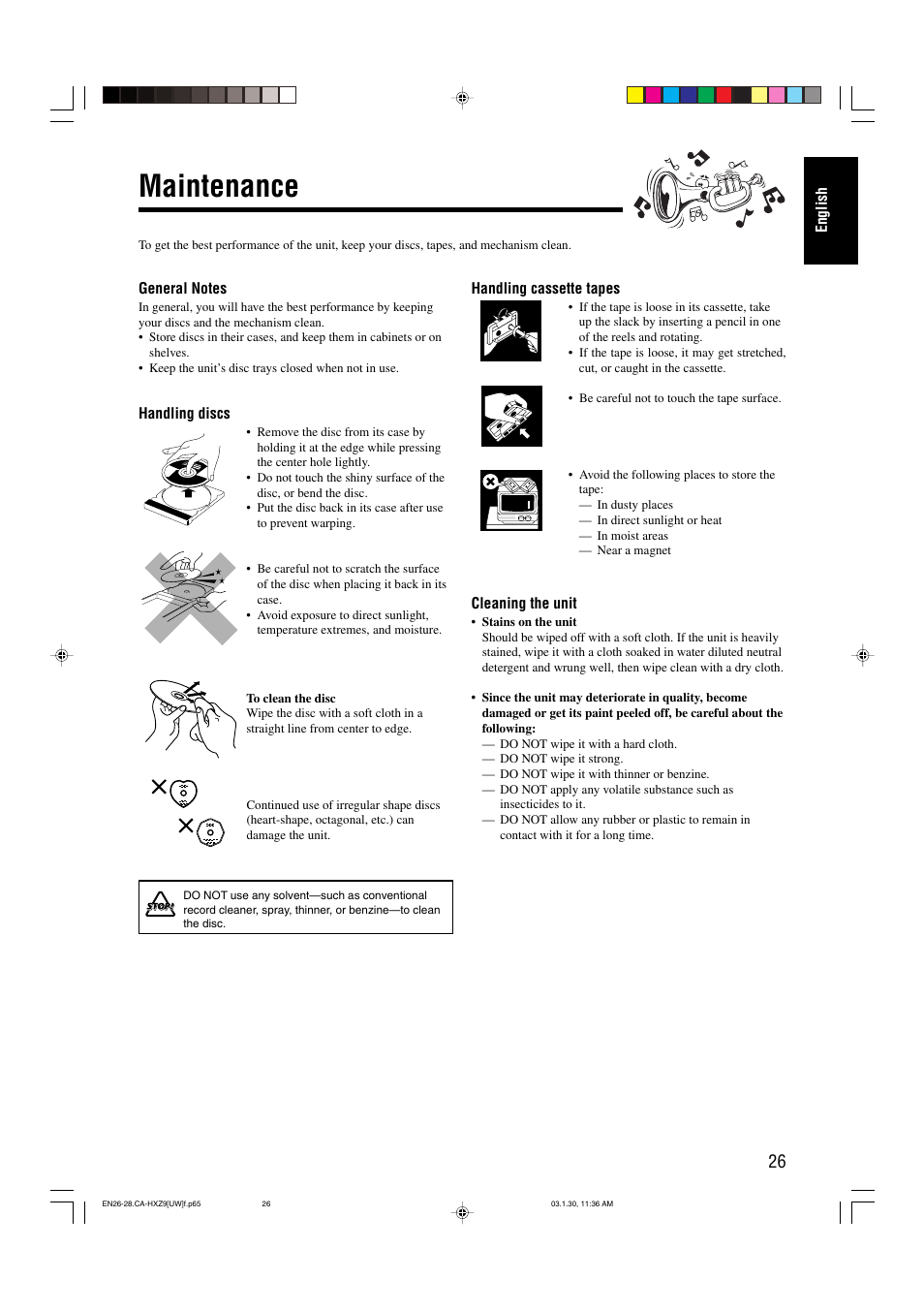 Maintenance | JVC CA-HXZ9 User Manual | Page 31 / 34