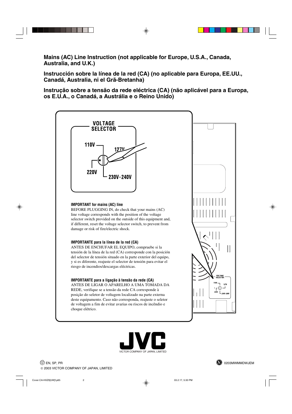 JVC CA-HXZ9 User Manual | Page 34 / 34