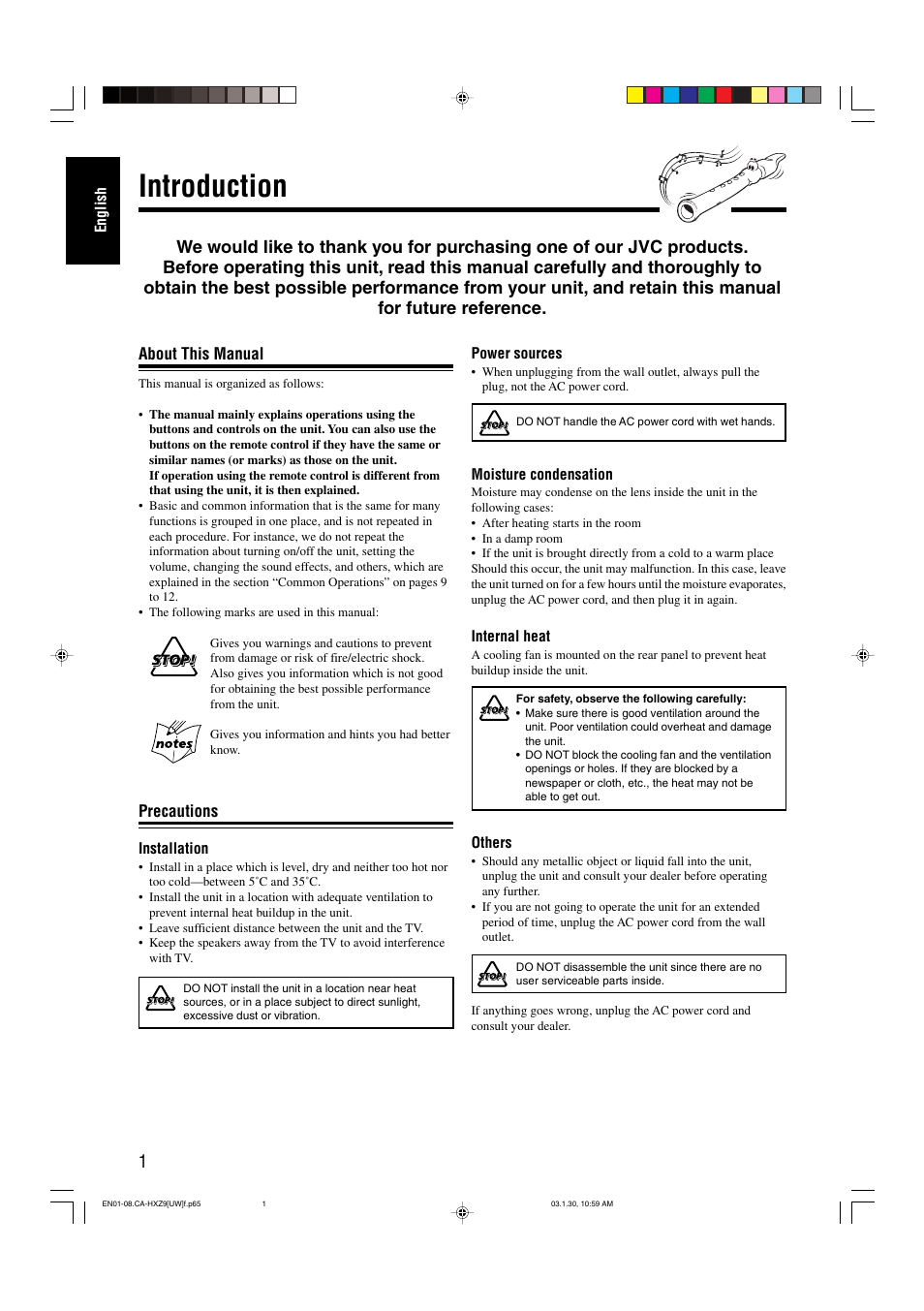 Introduction | JVC CA-HXZ9 User Manual | Page 6 / 34