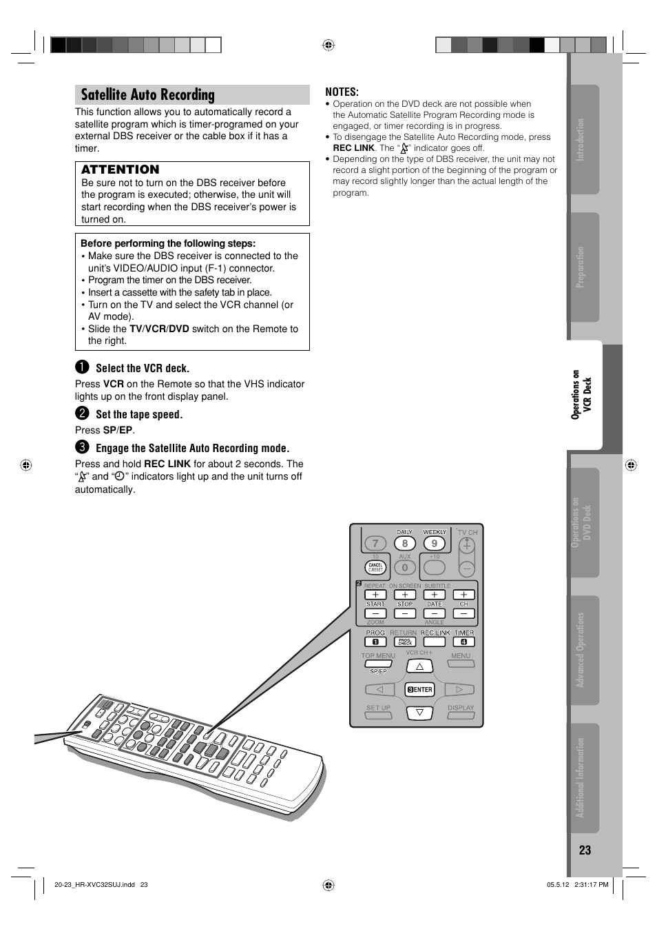 Satellite auto recording | JVC HR-XVC32SUJ User Manual | Page 23 / 40