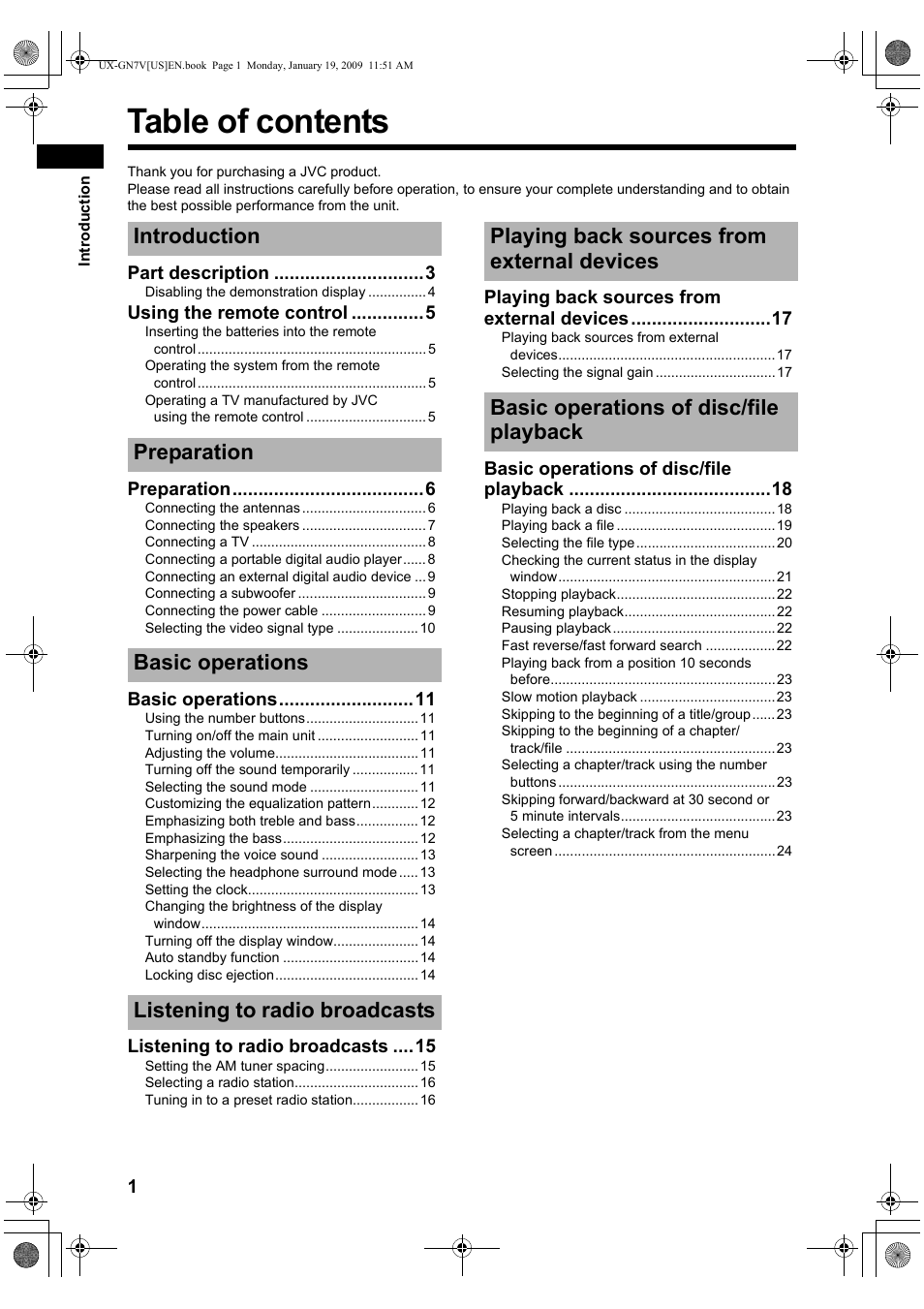 JVC CA-UXGN7V User Manual | Page 4 / 60