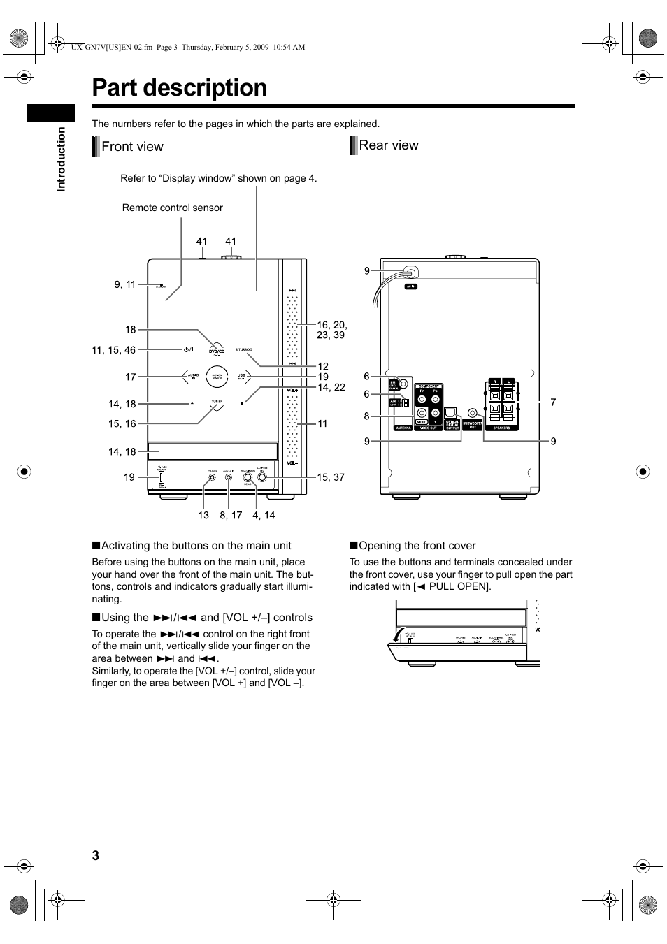 Introduction, Part description | JVC CA-UXGN7V User Manual | Page 6 / 60