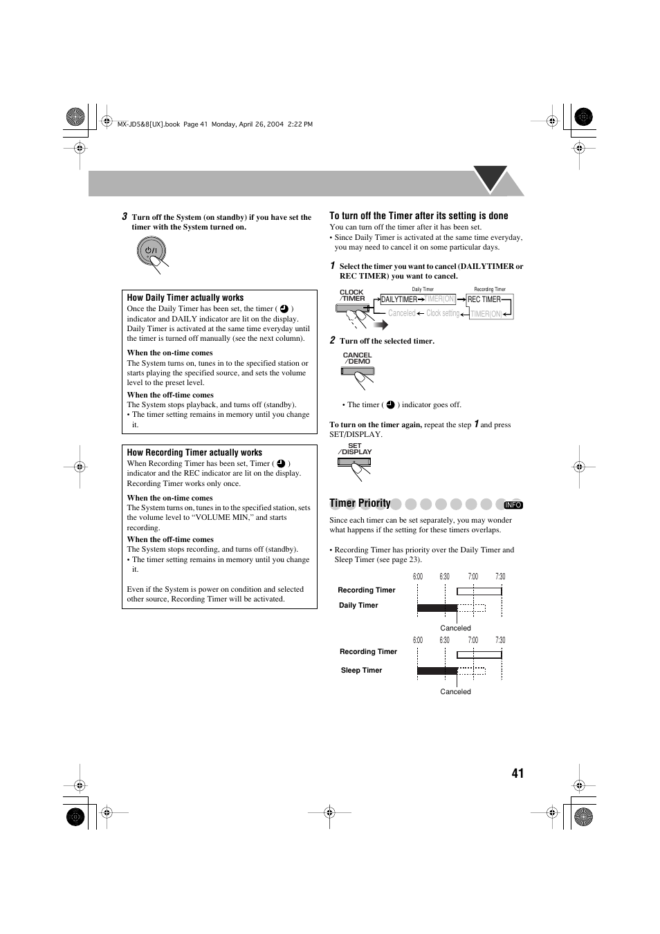 Timer priority | JVC CA-MXJD8UW User Manual | Page 108 / 186