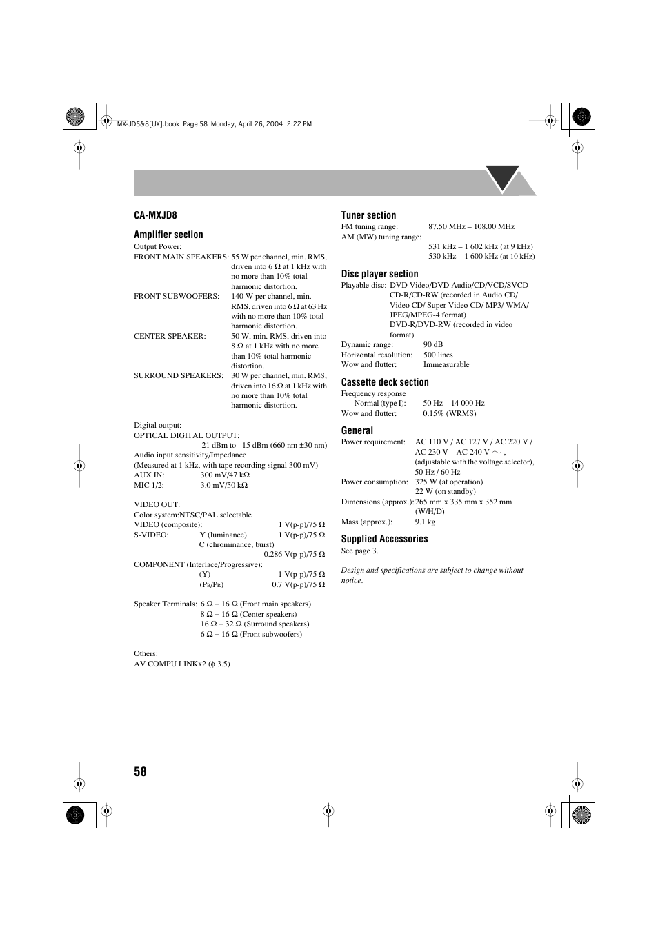 JVC CA-MXJD8UW User Manual | Page 125 / 186