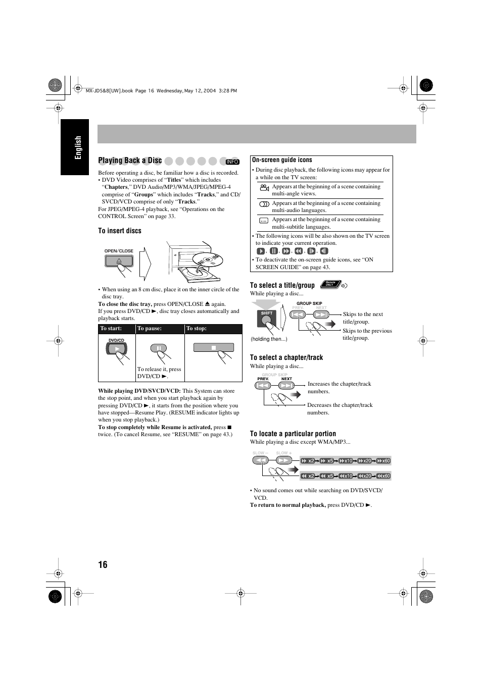 English playing back a disc | JVC CA-MXJD8UW User Manual | Page 146 / 186