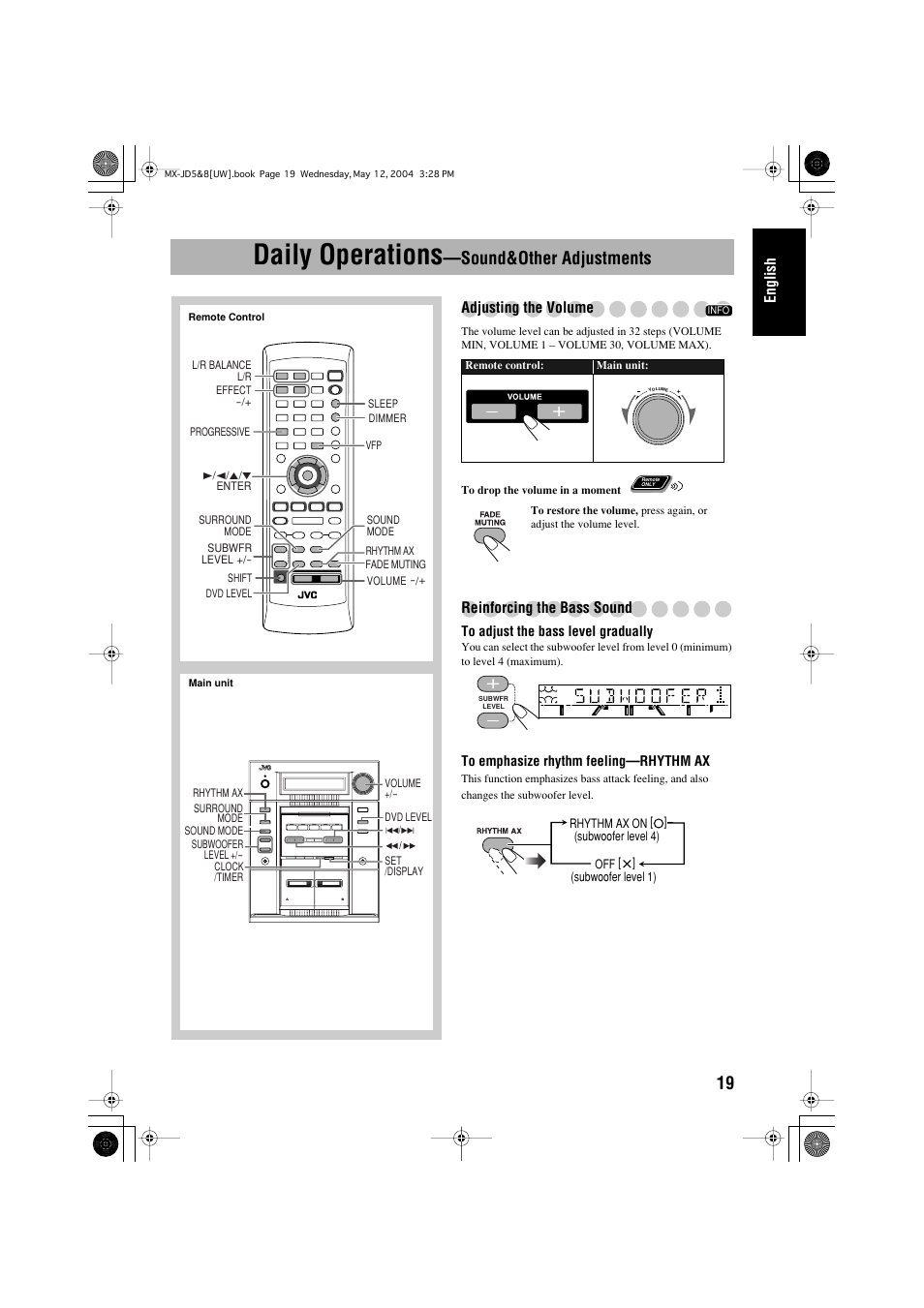 Daily operations —sound&other adjustments, Daily operations, Sound&other adjustments | JVC CA-MXJD8UW User Manual | Page 149 / 186