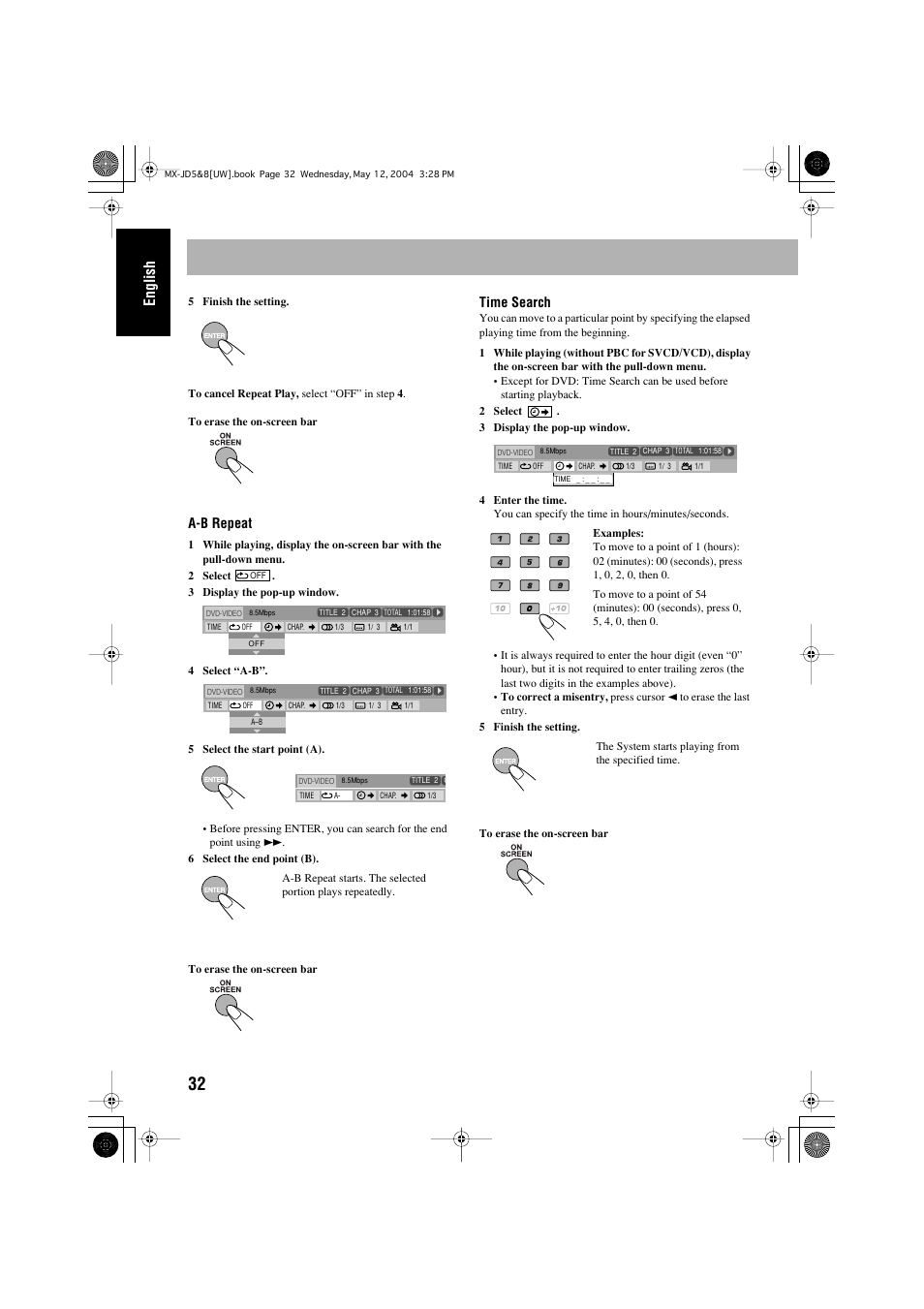 English, A-b repeat, Time search | JVC CA-MXJD8UW User Manual | Page 162 / 186