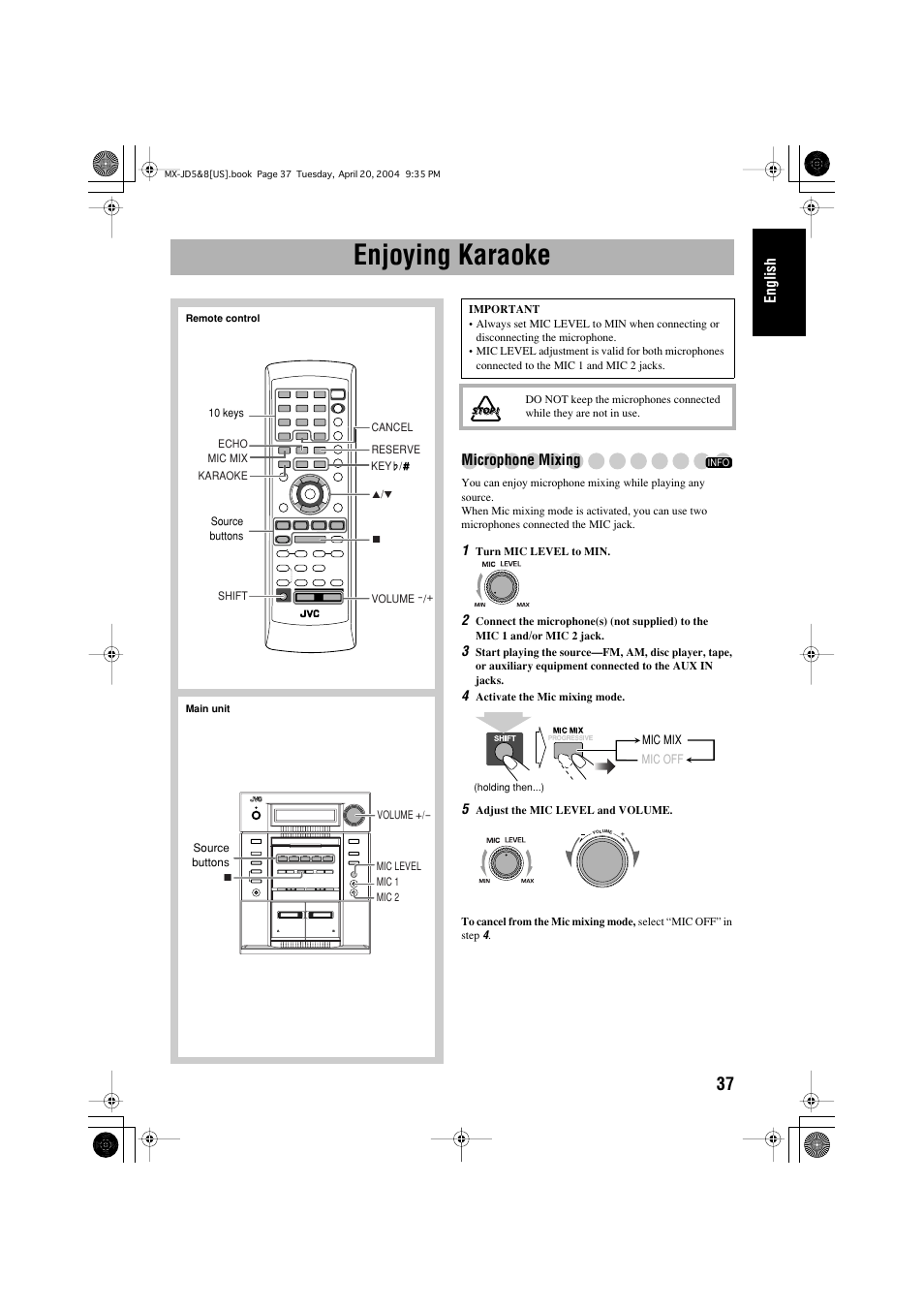 Enjoying karaoke | JVC CA-MXJD8UW User Manual | Page 41 / 186