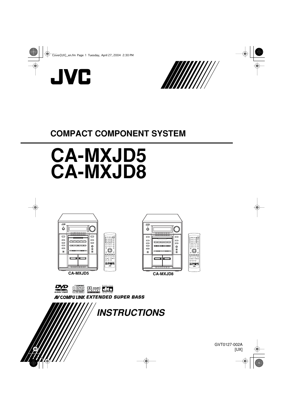 Ux version, Ca-mxjd5 ca-mxjd8 | JVC CA-MXJD8UW User Manual | Page 64 / 186