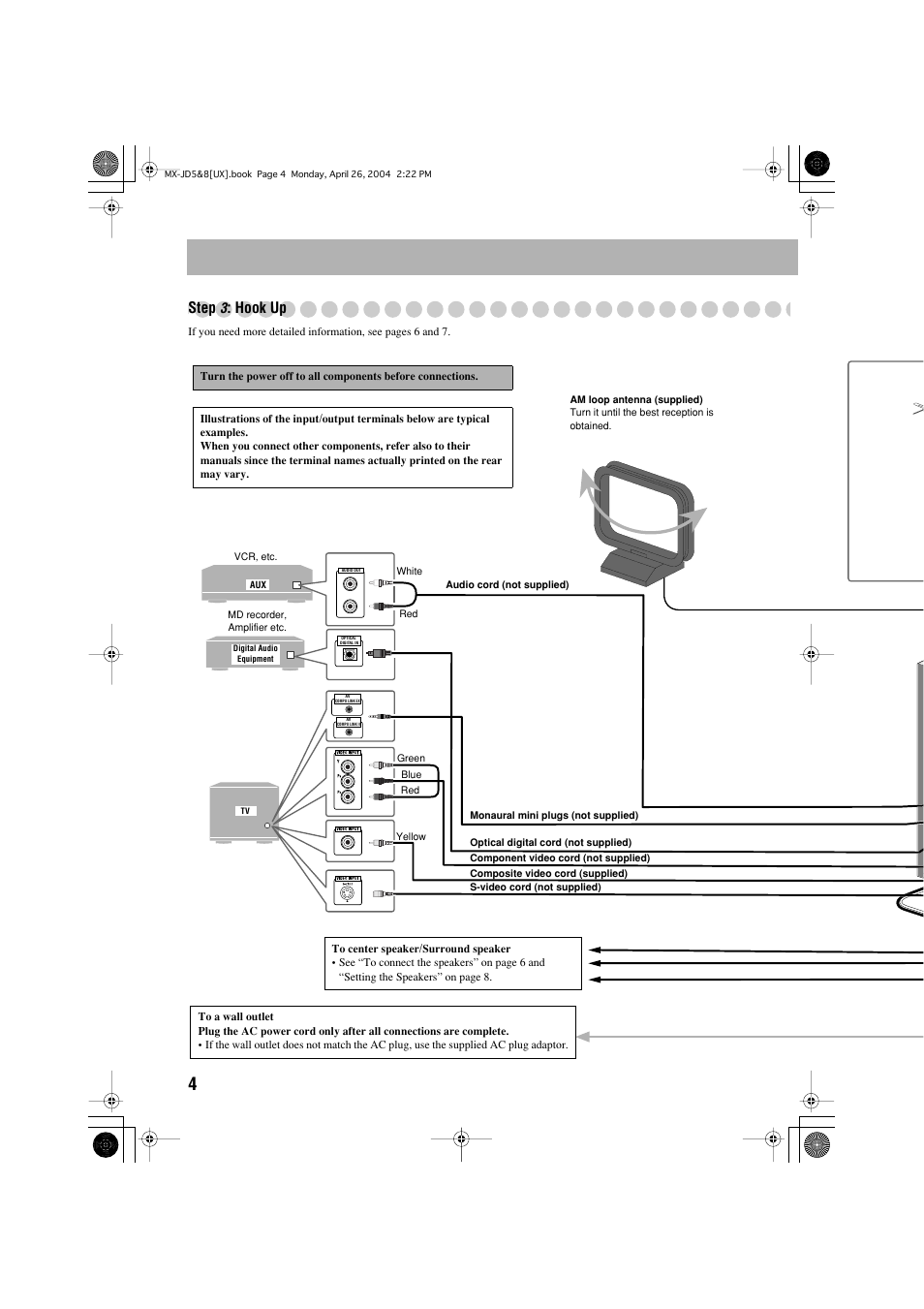 Step, Hook up | JVC CA-MXJD8UW User Manual | Page 71 / 186