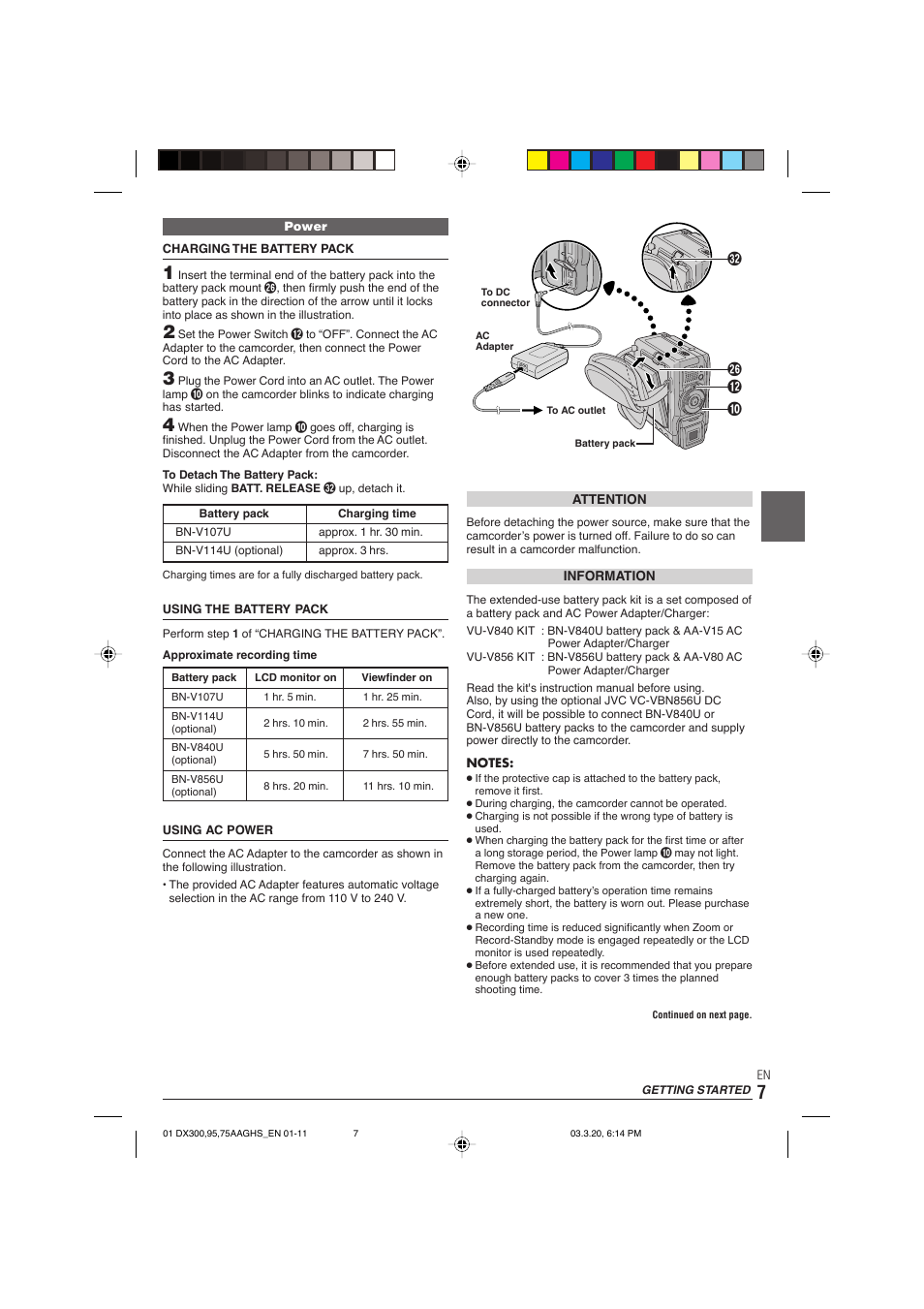 Getting started, W 0 y | JVC GR-DX106/76AG User Manual | Page 7 / 60