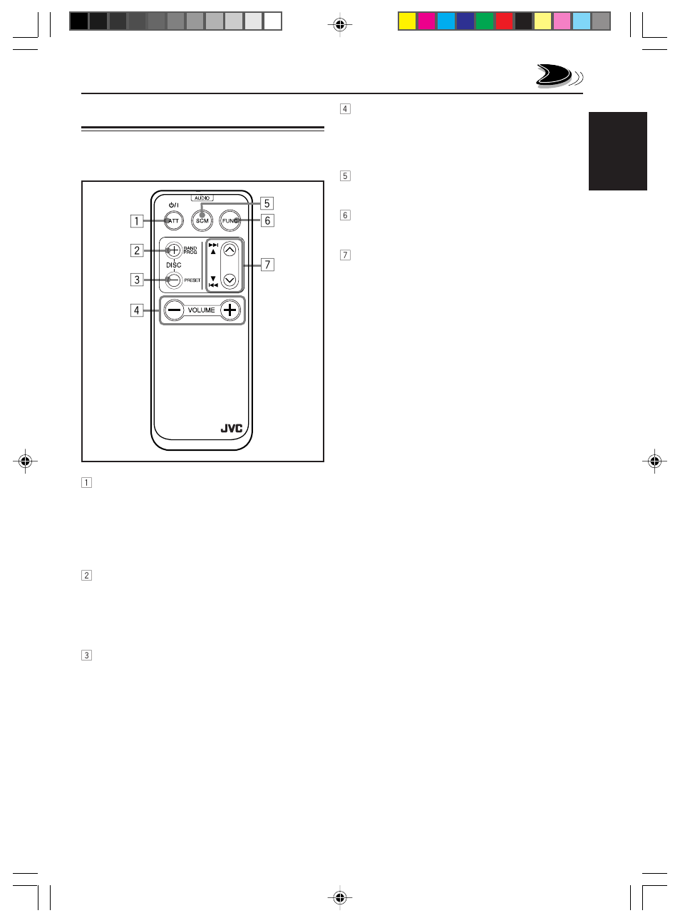 Remote controller | JVC Model KD-S576 User Manual | Page 5 / 27