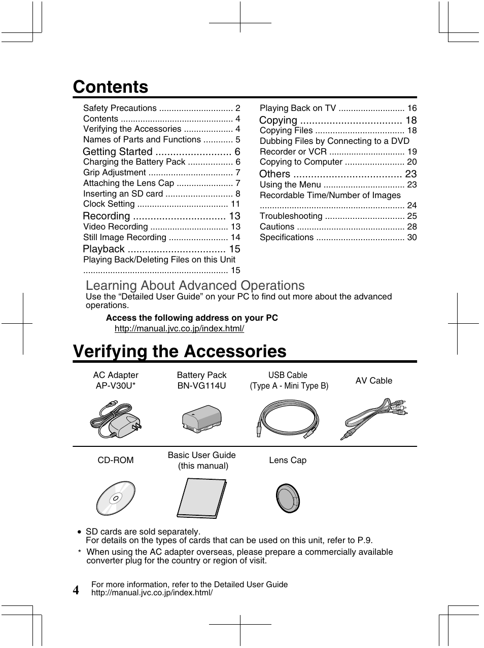 JVC Everio GZ-HM320U User Manual | Page 4 / 96