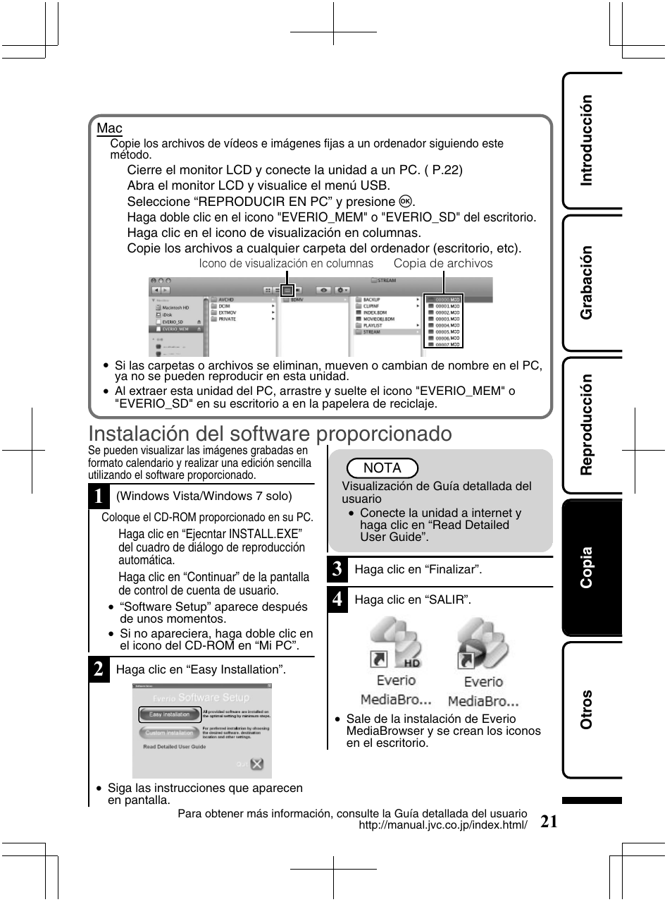 Instalación del software proporcionado | JVC Everio GZ-HM320U User Manual | Page 53 / 96