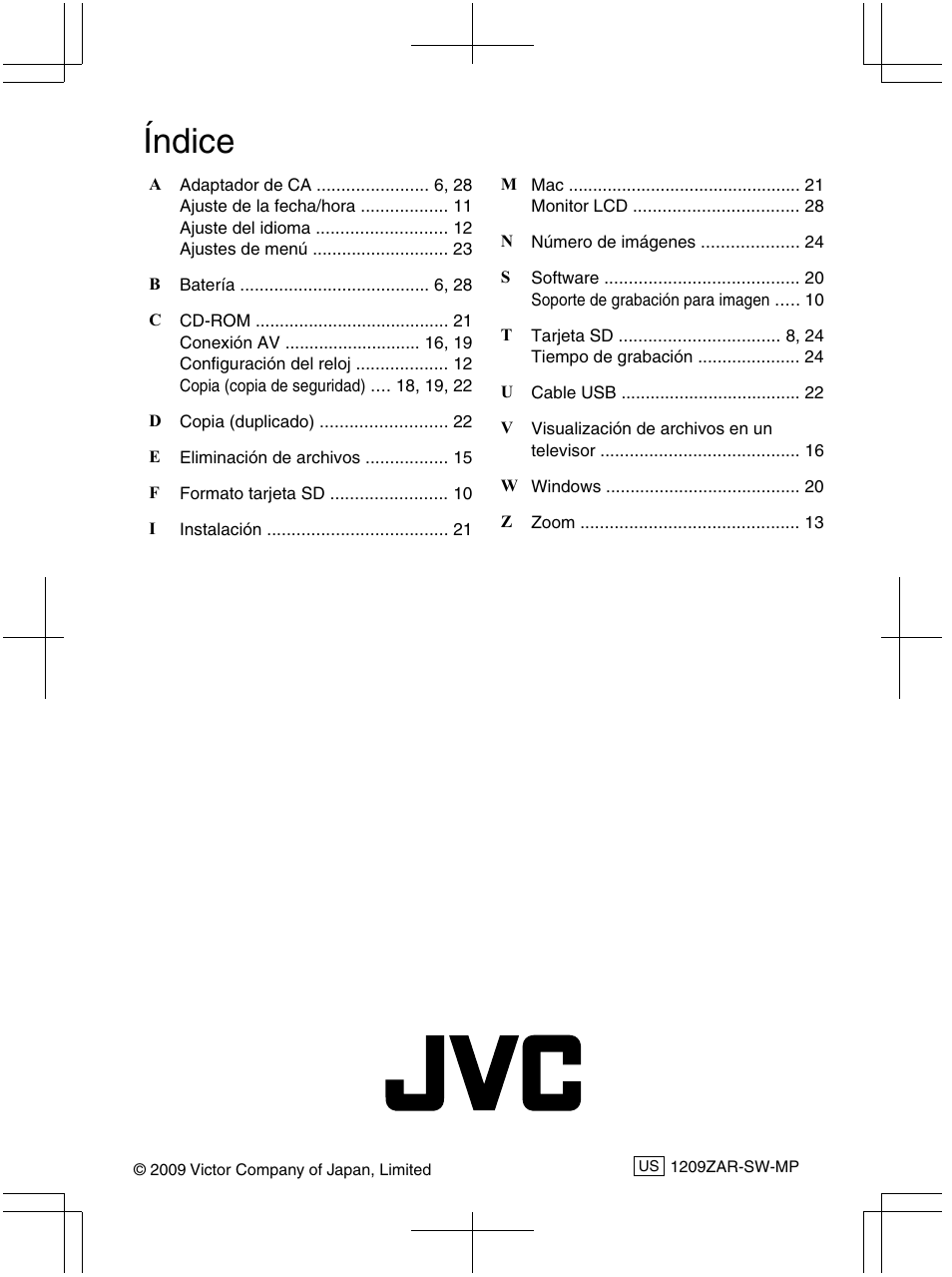 Índice | JVC Everio GZ-HM320U User Manual | Page 64 / 96