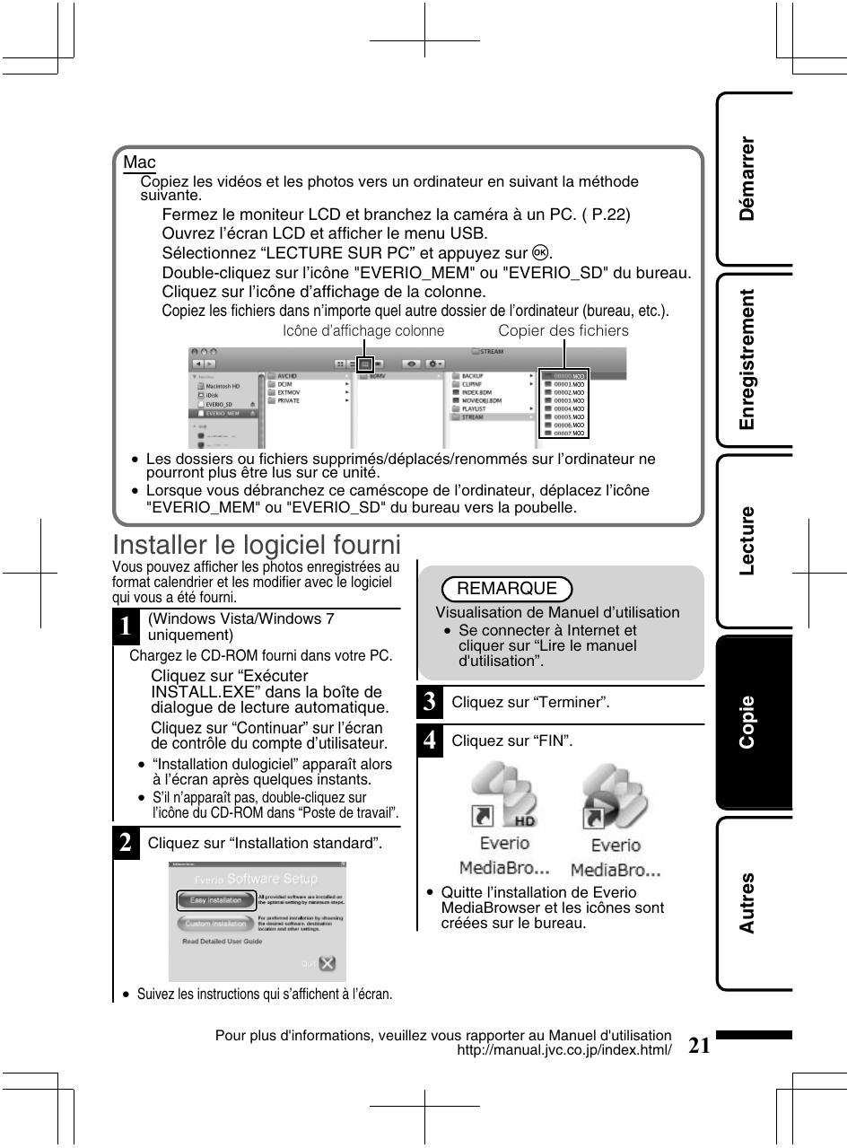 Installer le logiciel fourni | JVC Everio GZ-HM320U User Manual | Page 85 / 96